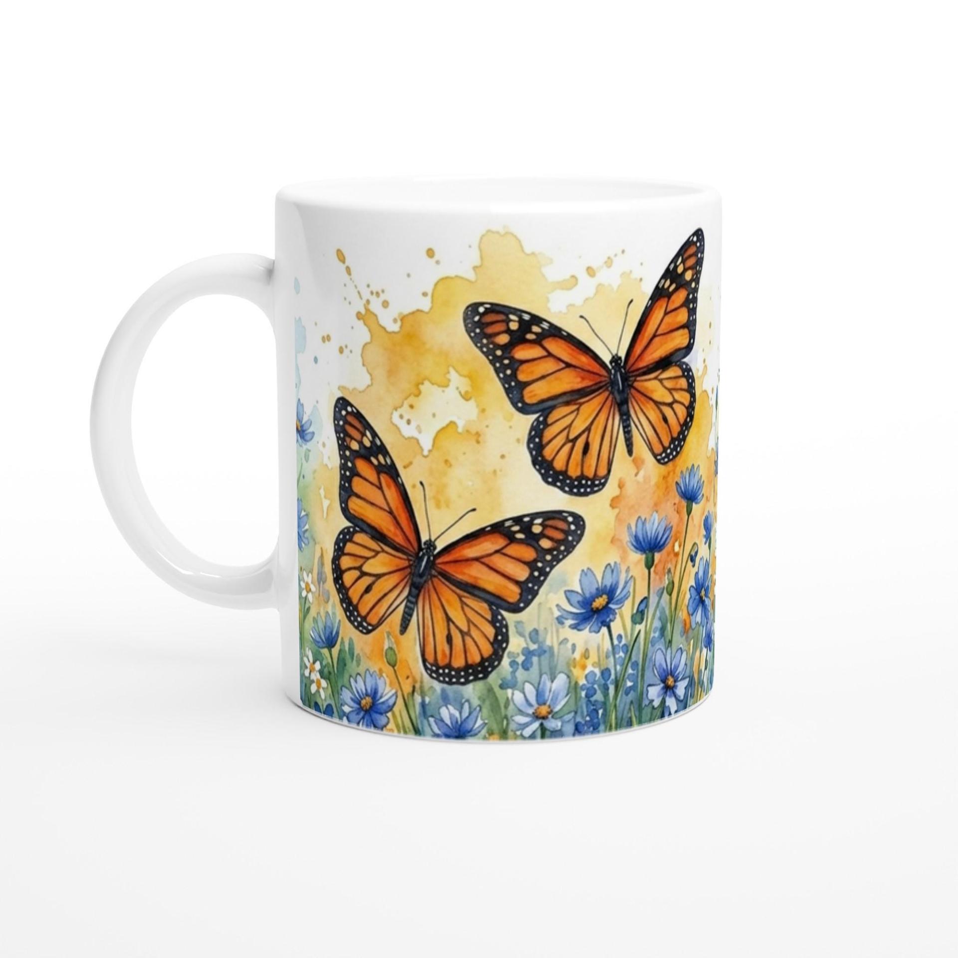 Butterfly Cups Set -  Large and Small Ceramic Mugs