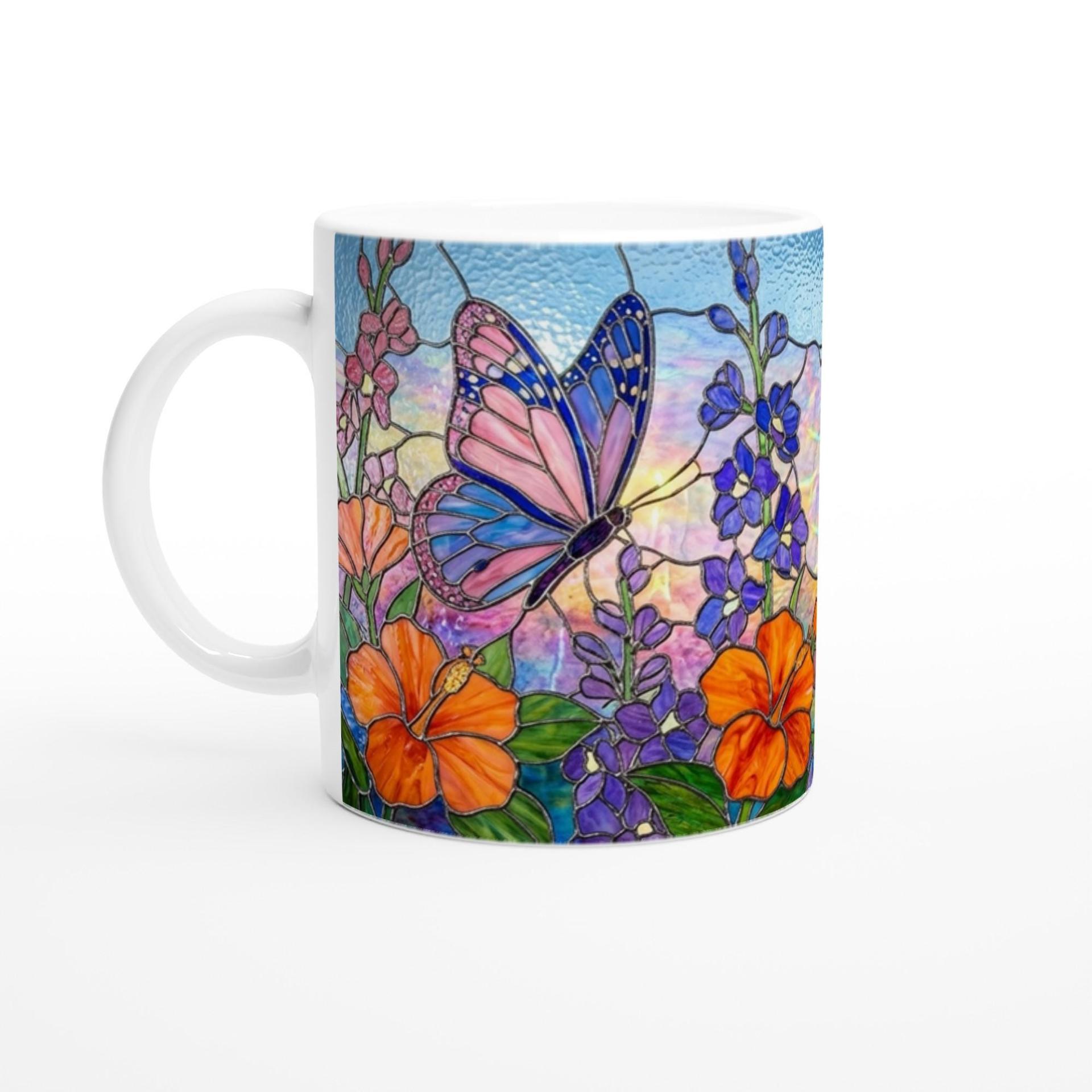 Butterfly Cups Set -  Large and Small Ceramic Mugs