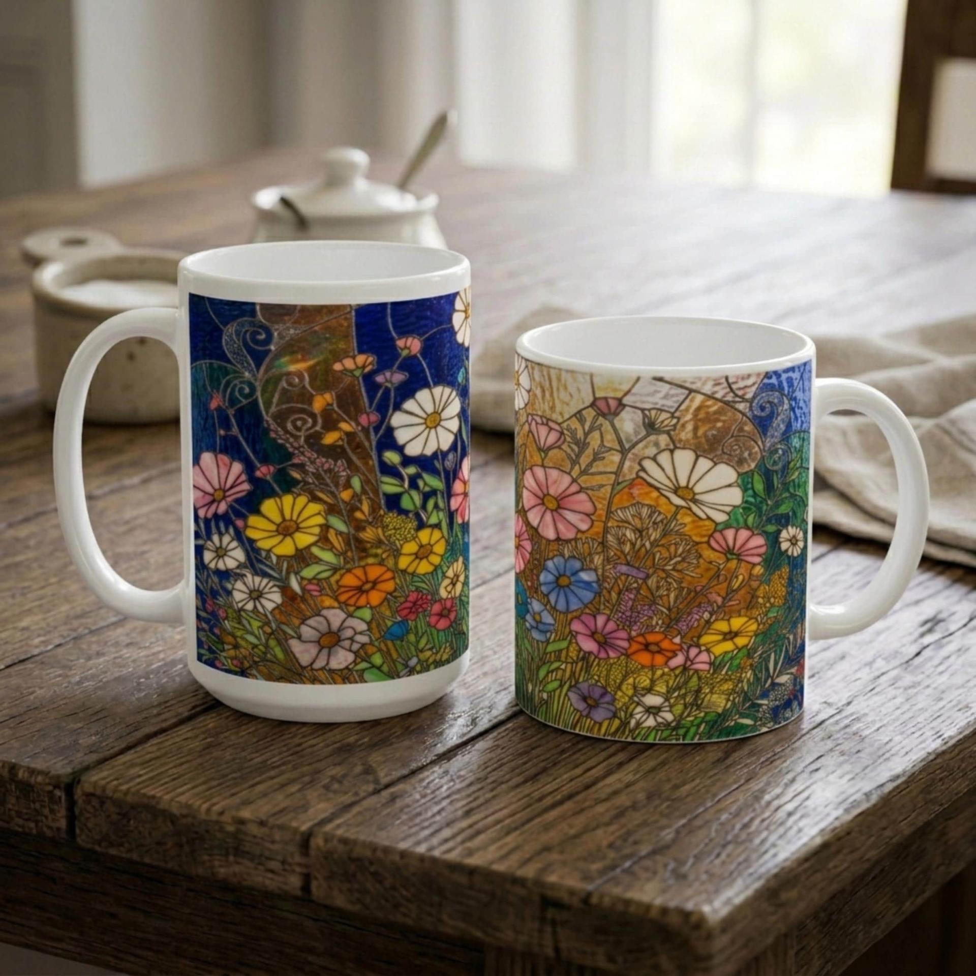 Floral Cups -  Large and Small Ceramic Mugs
