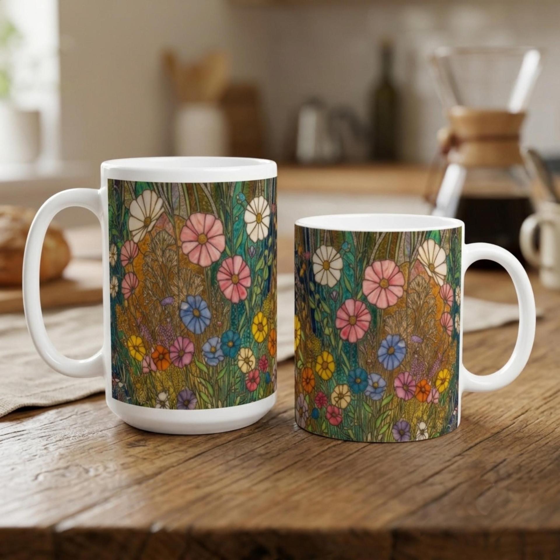 Floral Cups -  Large and Small Ceramic Mugs