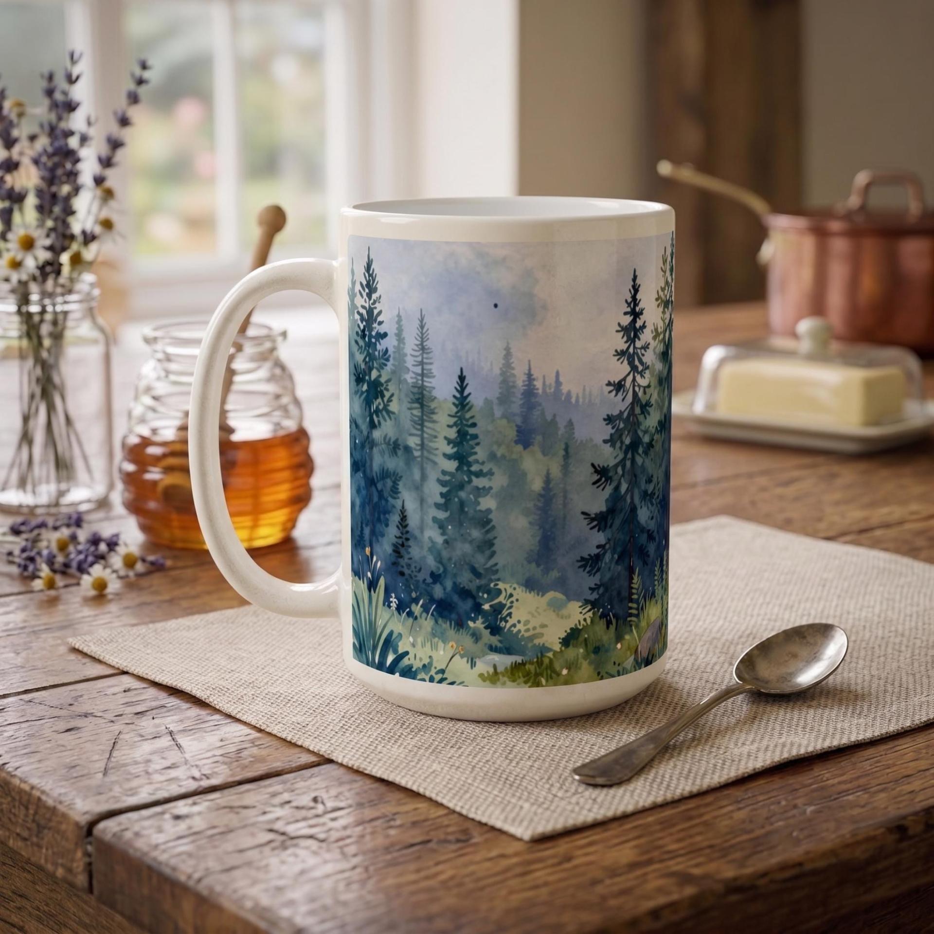Forest Cups Set -  Large and Small Ceramic Mugs
