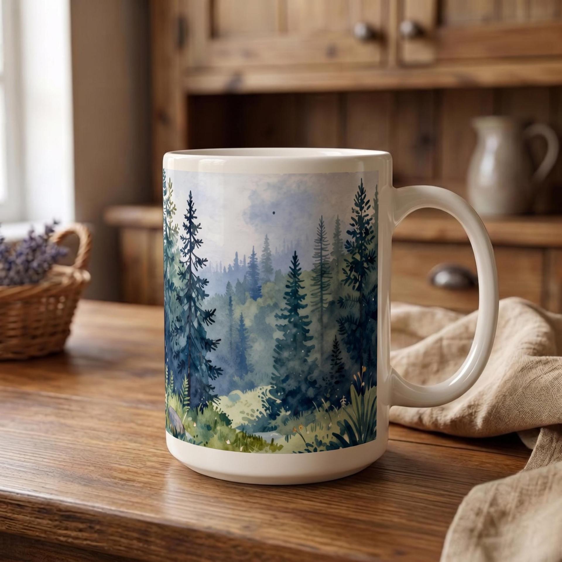 Forest Cups Set -  Large and Small Ceramic Mugs