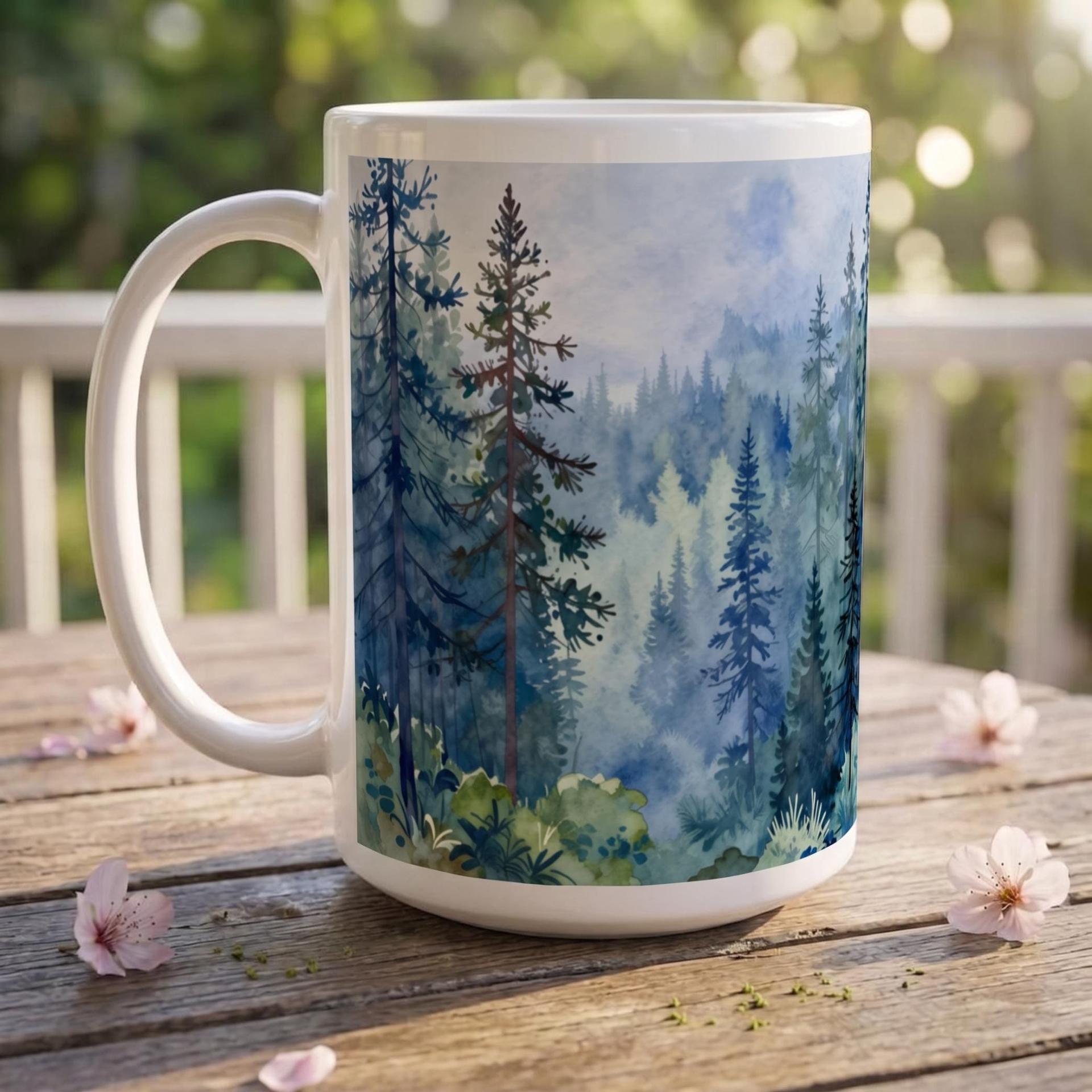 Forest Cups Set -  Large and Small Ceramic Mugs