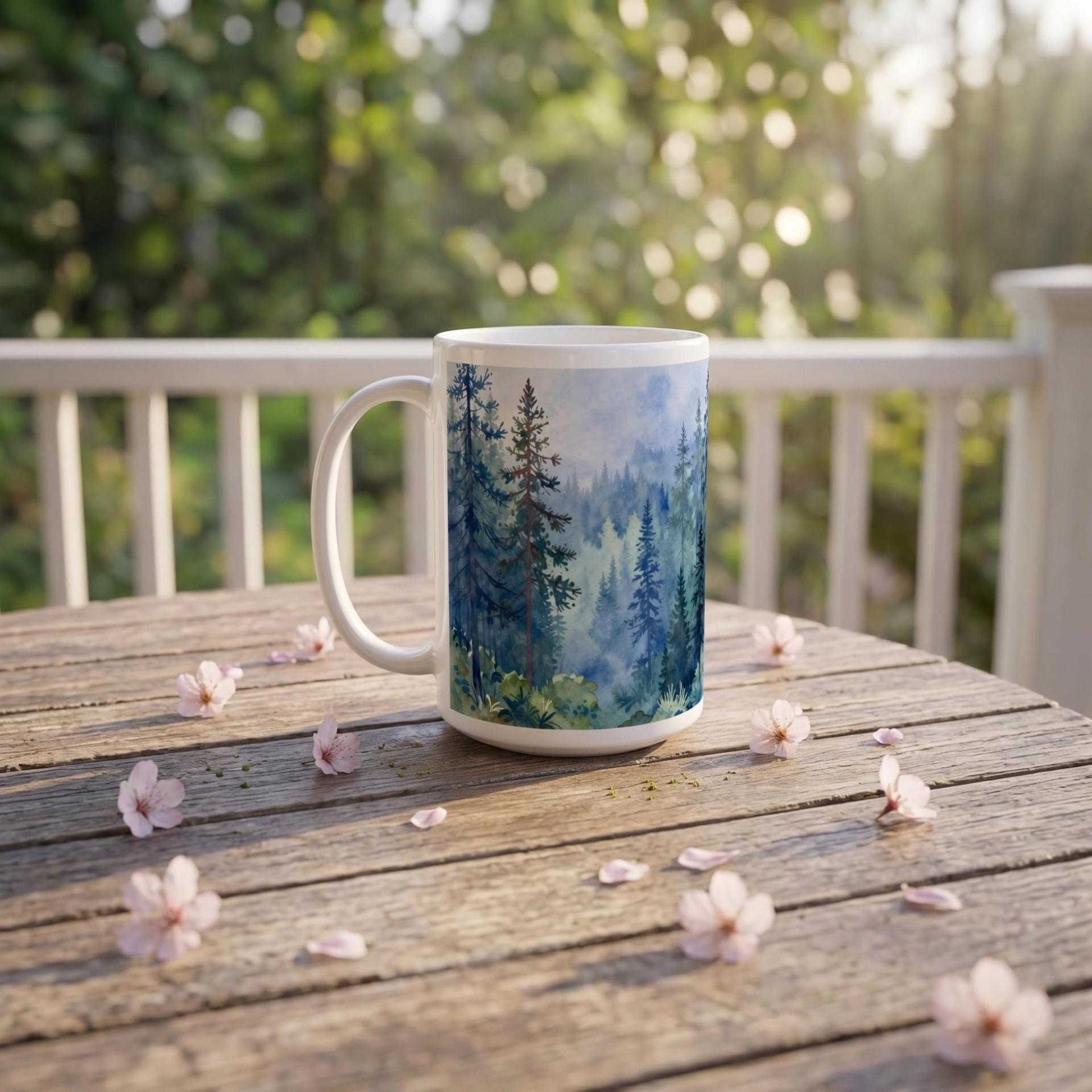 Forest Cups Set -  Large and Small Ceramic Mugs
