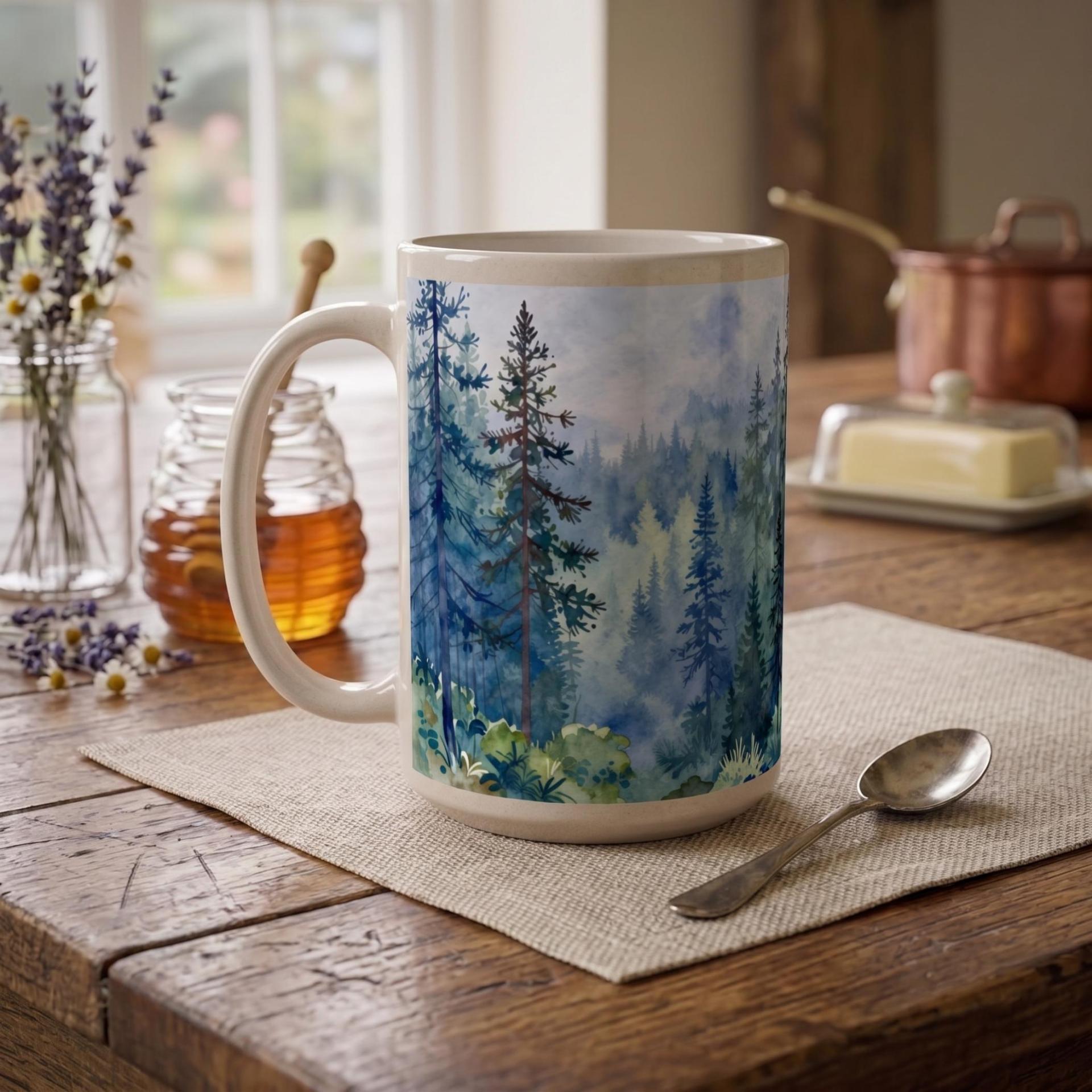 Forest Cups Set -  Large and Small Ceramic Mugs