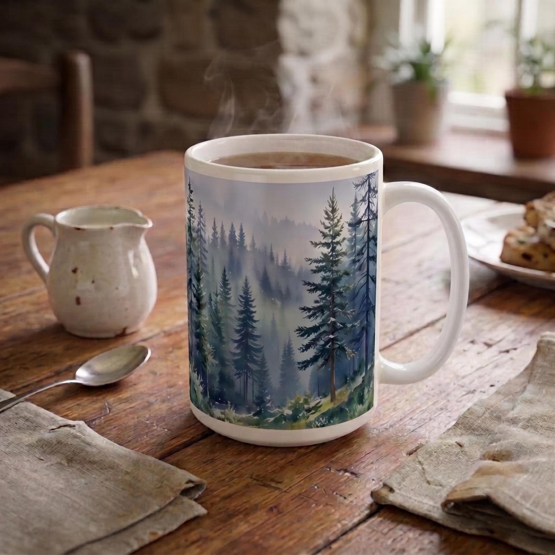 Forest Cups Set -  Large and Small Ceramic Mugs
