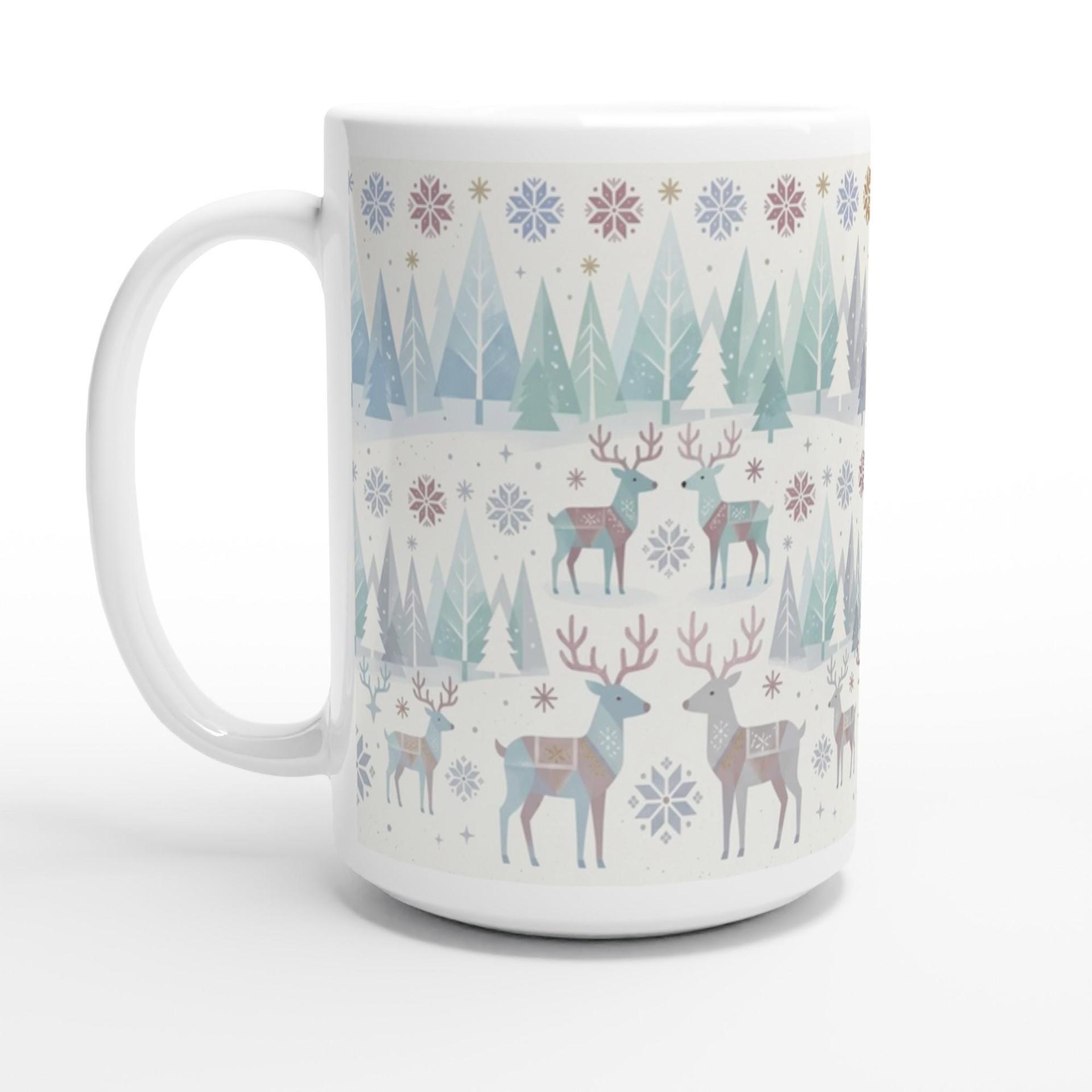 Christmas Mug, Reindeer, Large and Small Mug Set