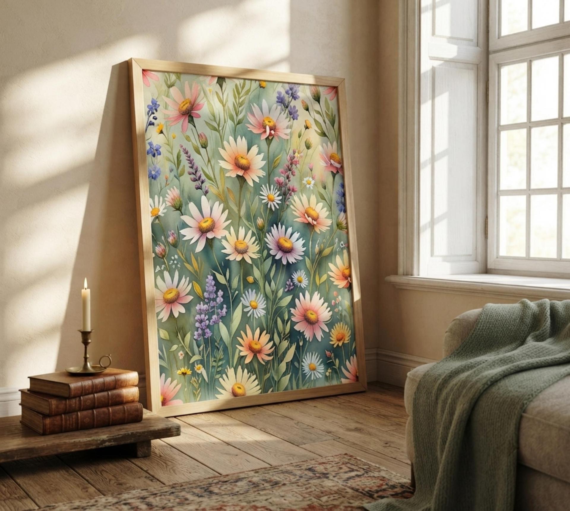 Floral Print - Framed or Unframed - Original Art - Print on Paper