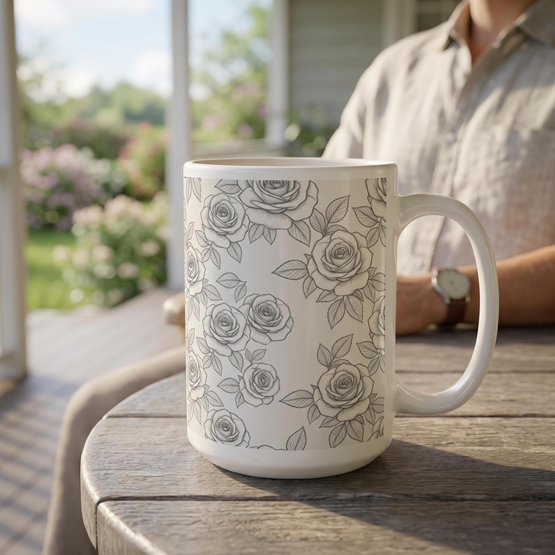 Roses, Floral Mugs, Large and Small Cup Set
