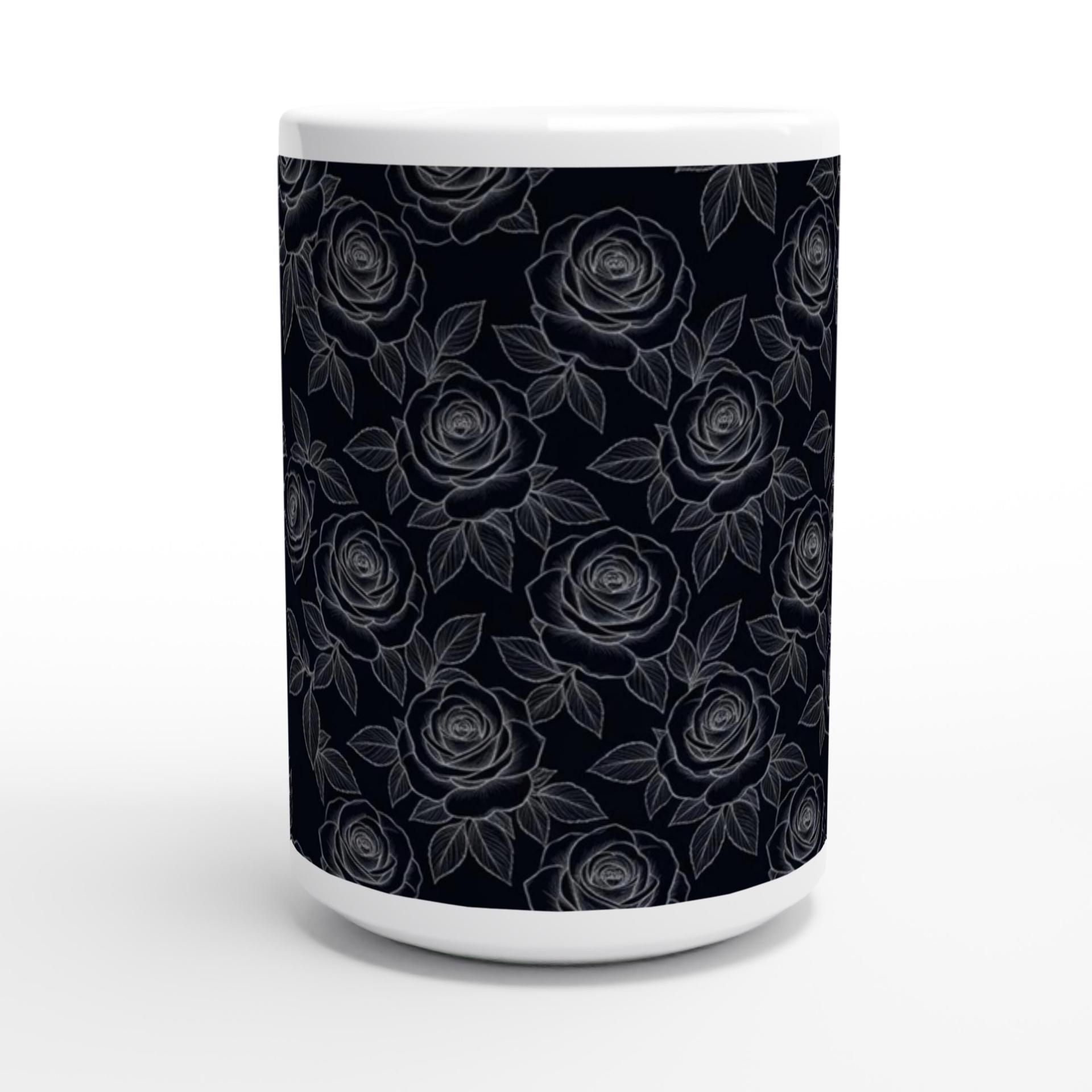 Roses, Dark Floral Mug Set, Large and Small Cups