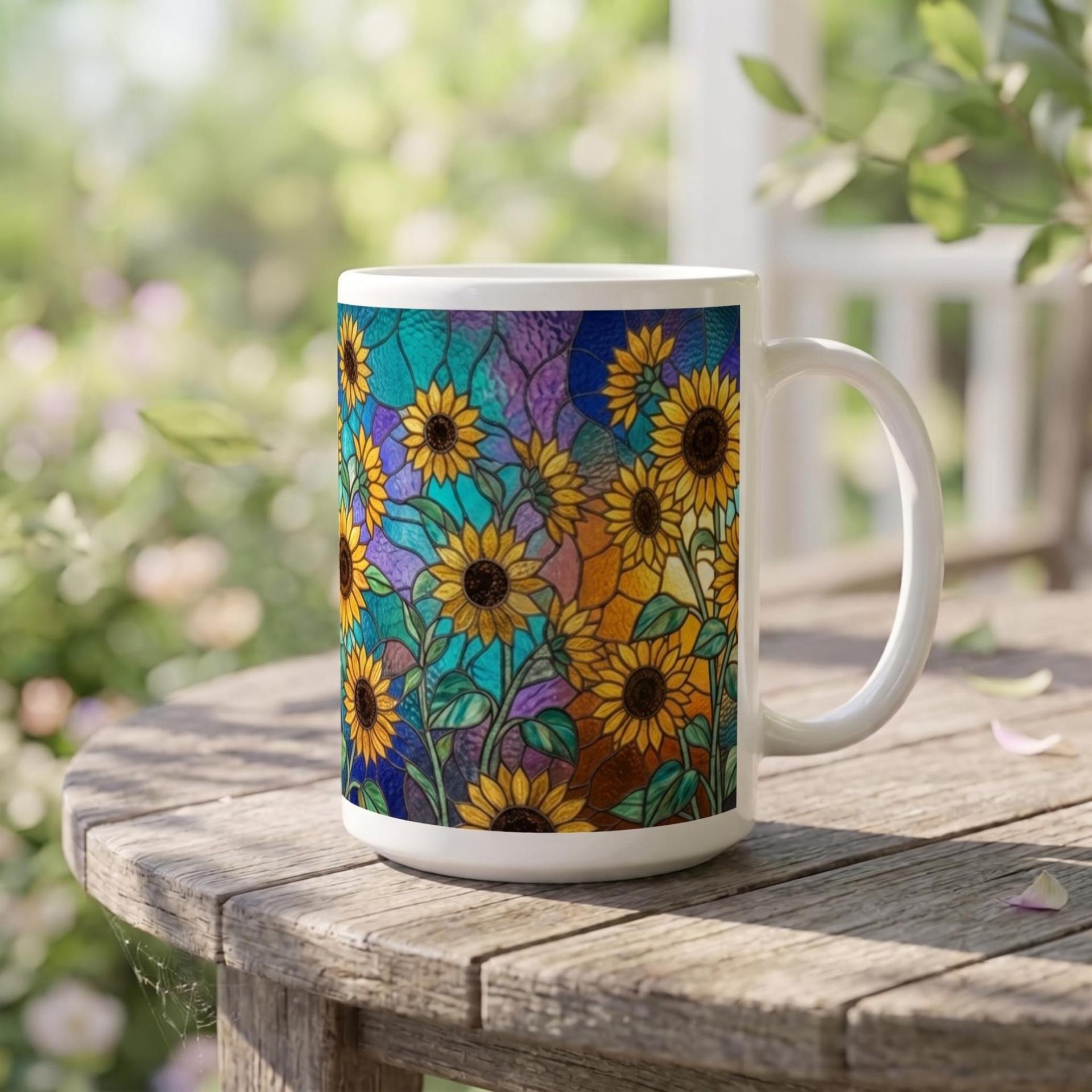 Sunflower Cups Set -  Large and Small Ceramic Mugs