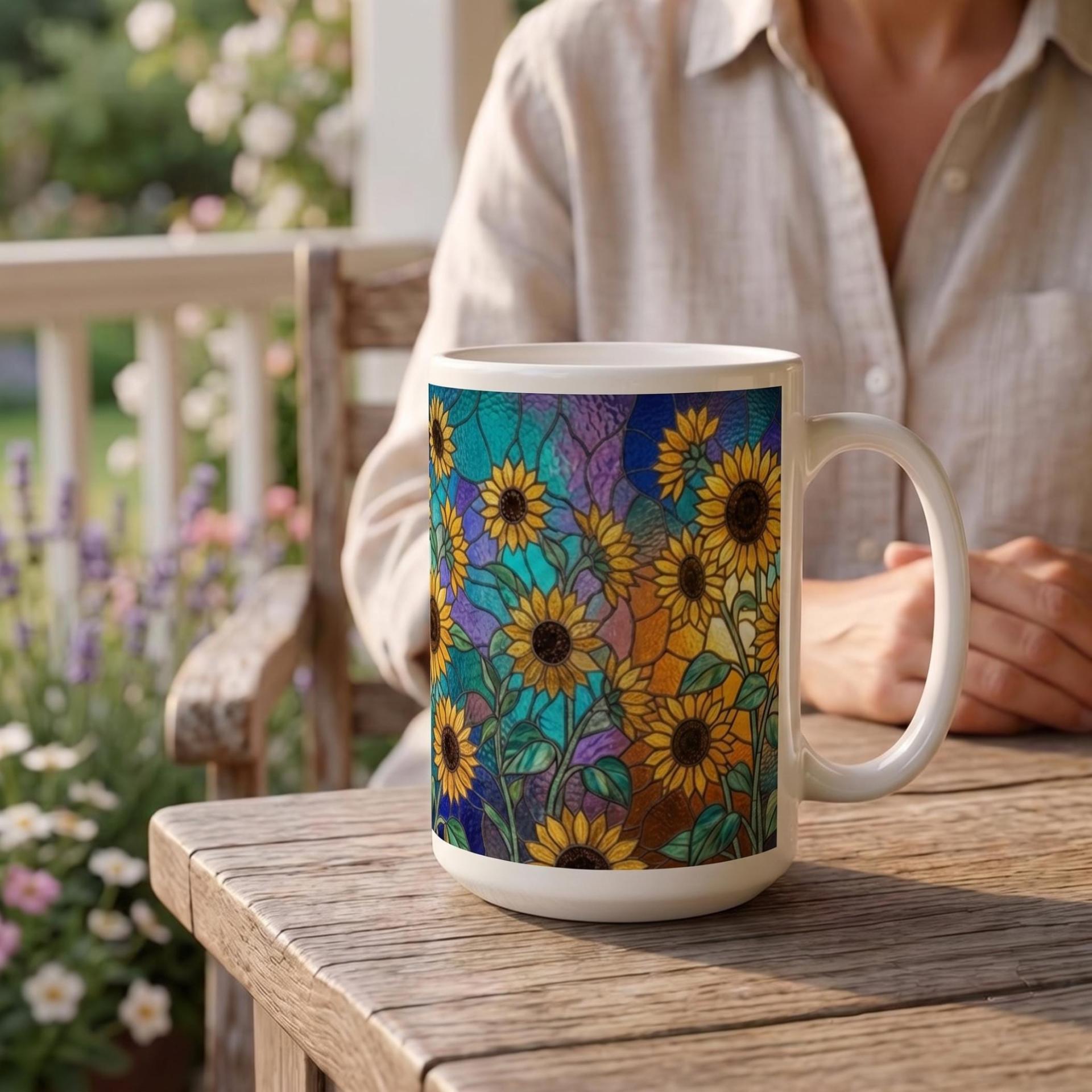 Sunflower Cups Set -  Large and Small Ceramic Mugs