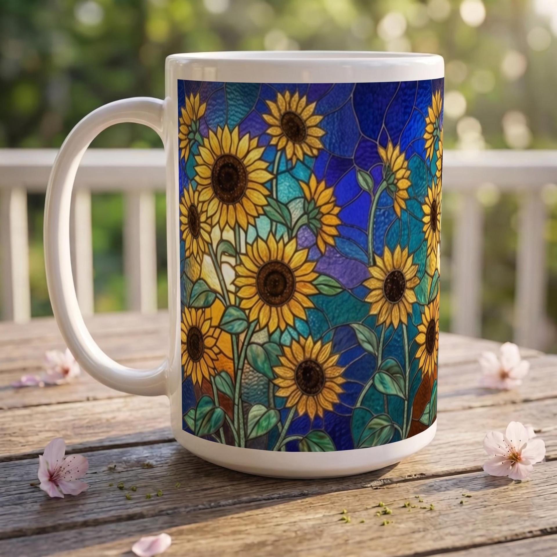 Sunflower Cups Set -  Large and Small Ceramic Mugs