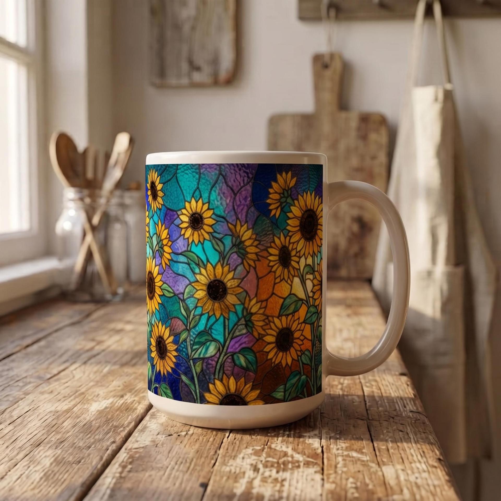 Sunflower Cups Set -  Large and Small Ceramic Mugs