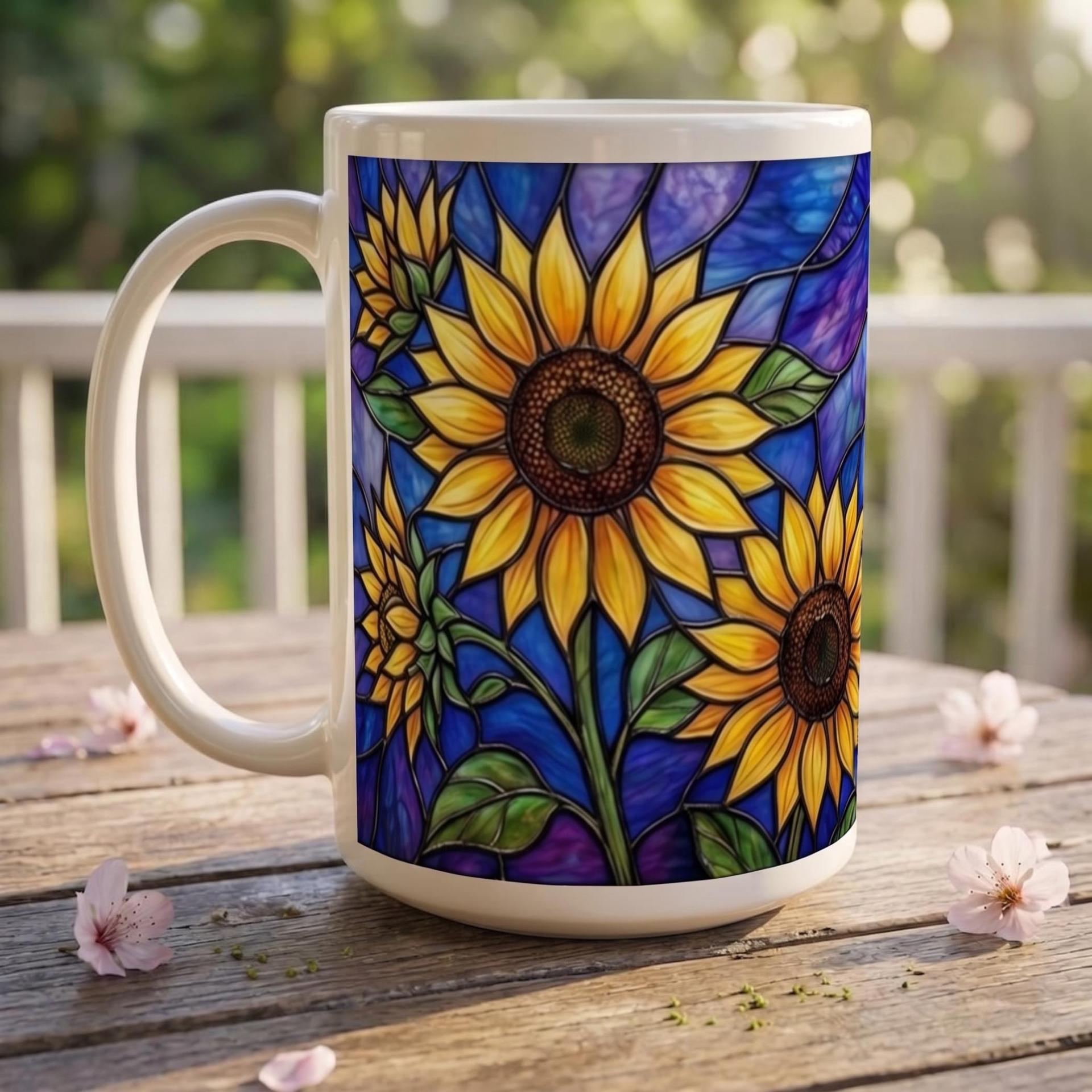 Sunflower Cups Set -  Large and Small Ceramic Mugs
