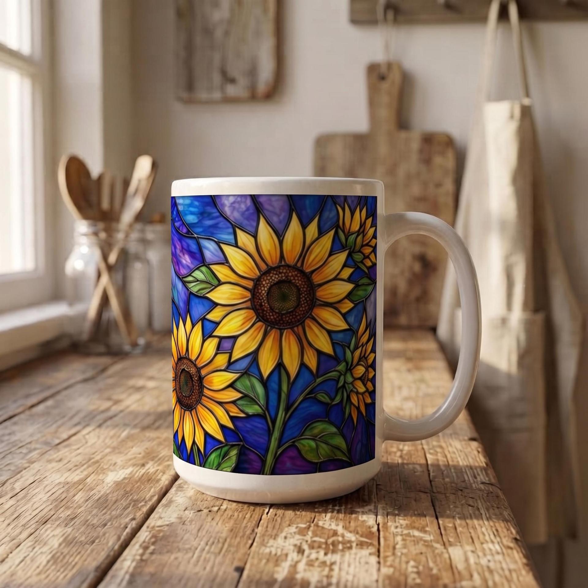 Sunflower Cups Set -  Large and Small Ceramic Mugs