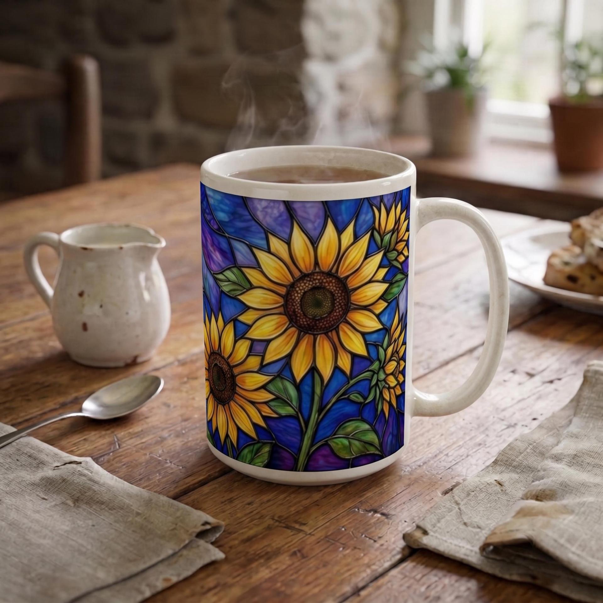 Sunflower Cups Set -  Large and Small Ceramic Mugs
