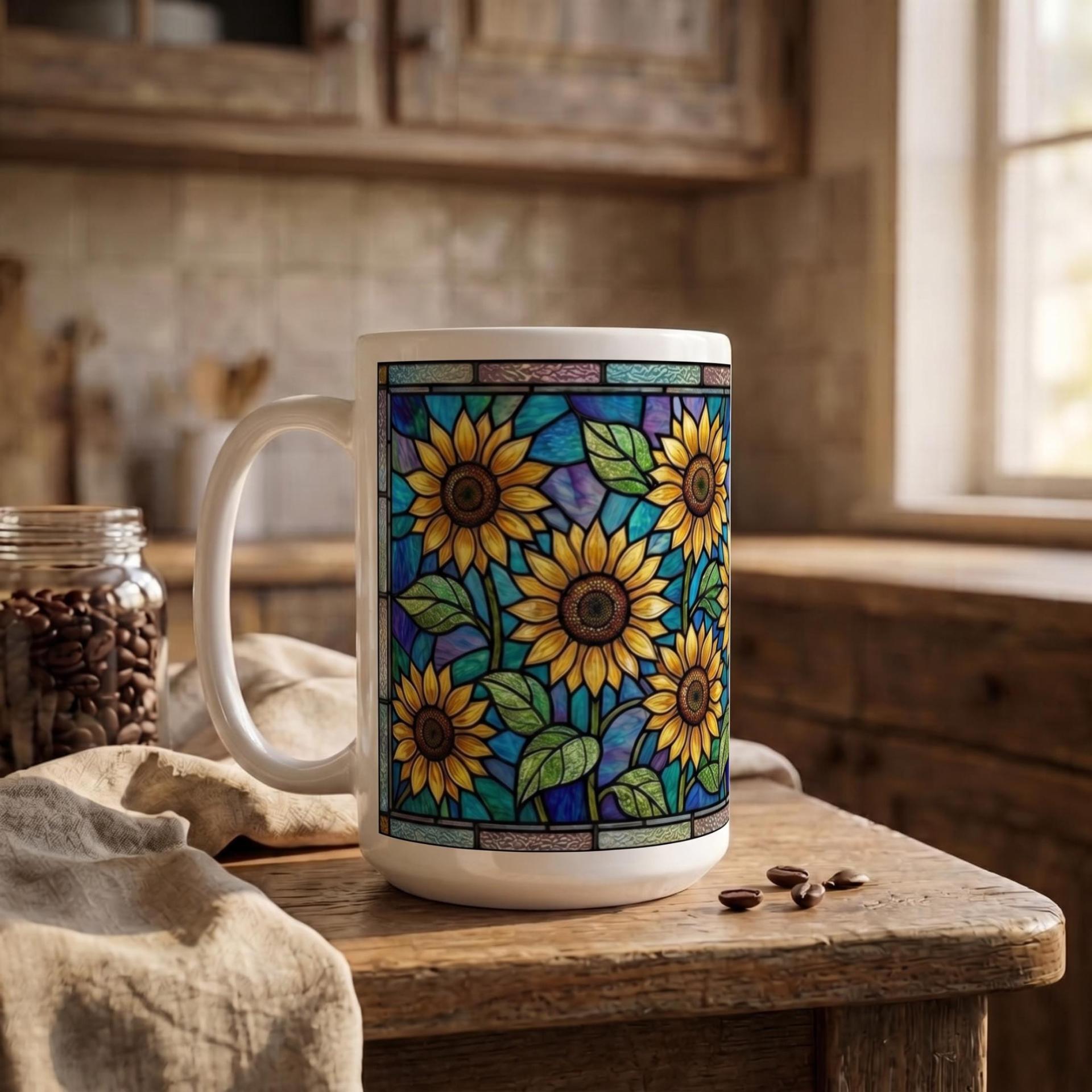 Sunflower Cups Set -  Large and Small Ceramic Mugs