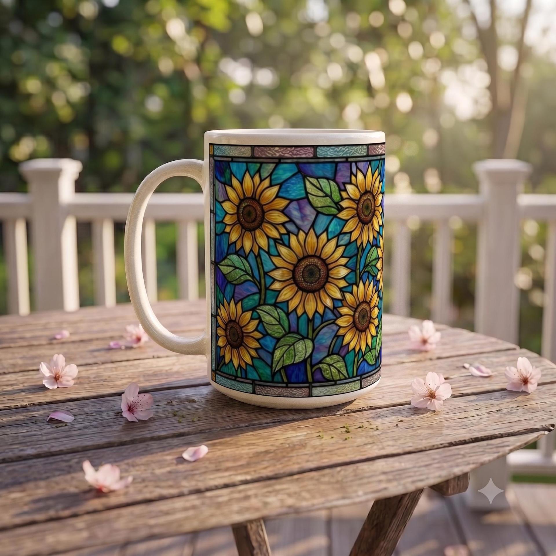 Sunflower Cups Set -  Large and Small Ceramic Mugs