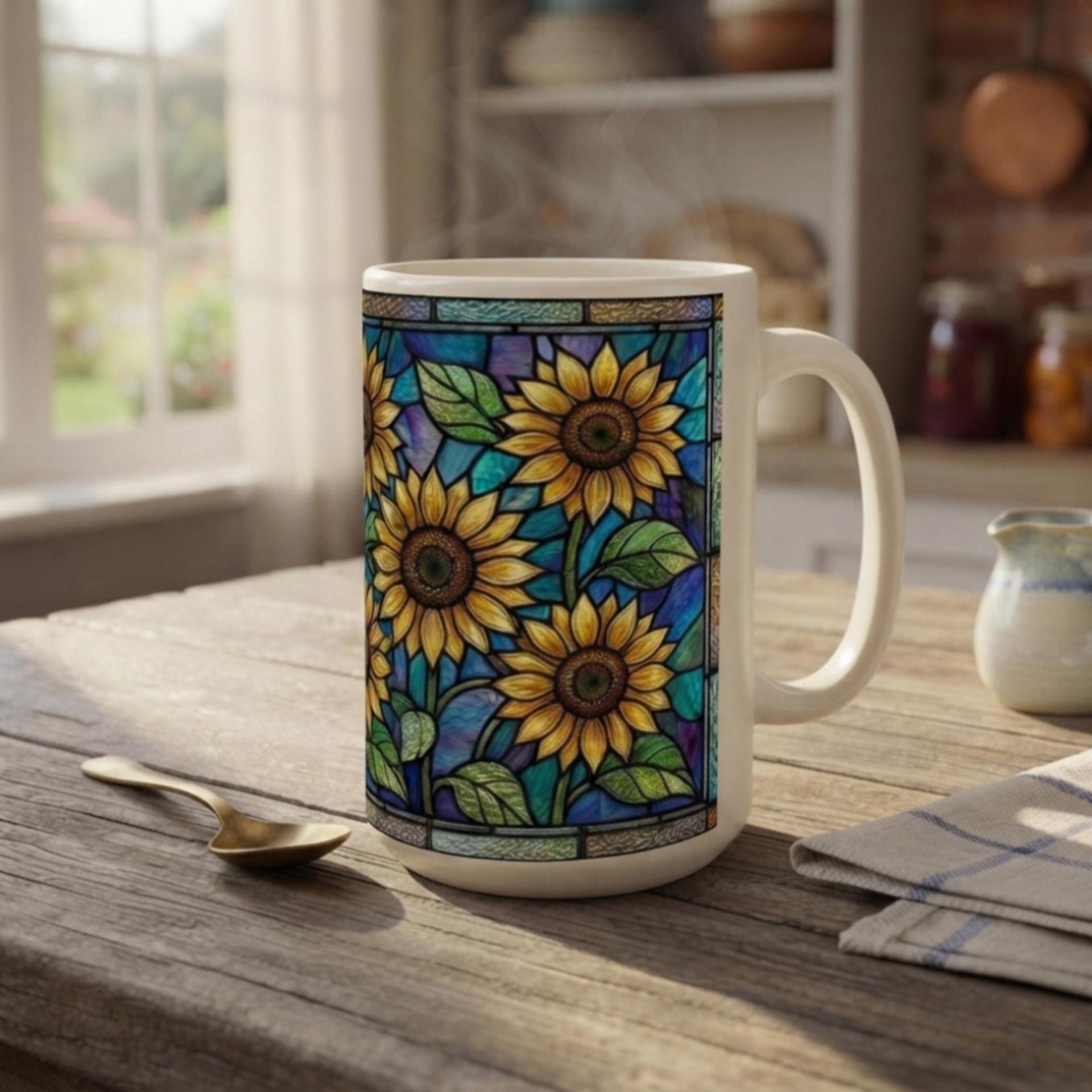 Sunflower Cups Set -  Large and Small Ceramic Mugs