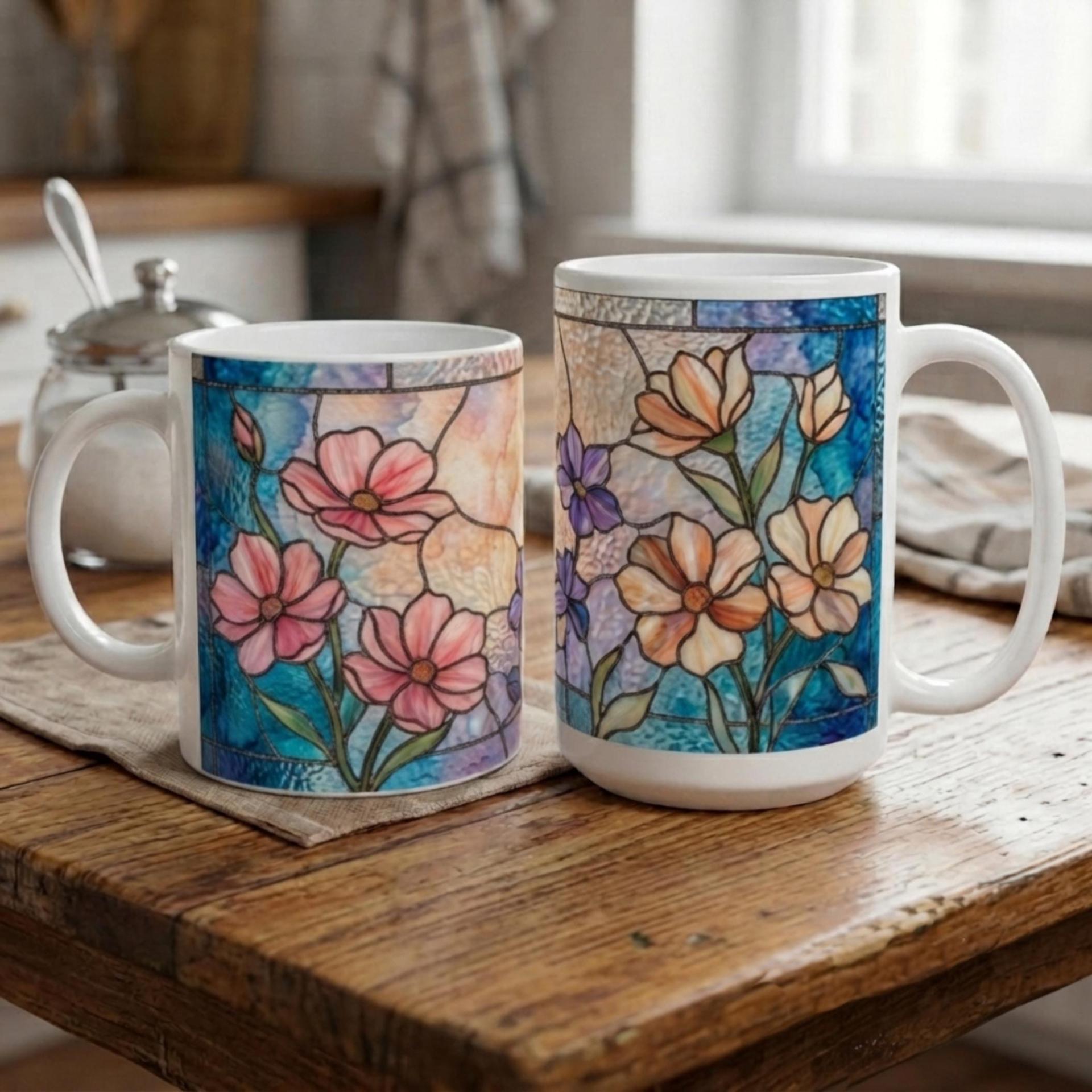 Floral Cups -  Large and Small Ceramic Mugs