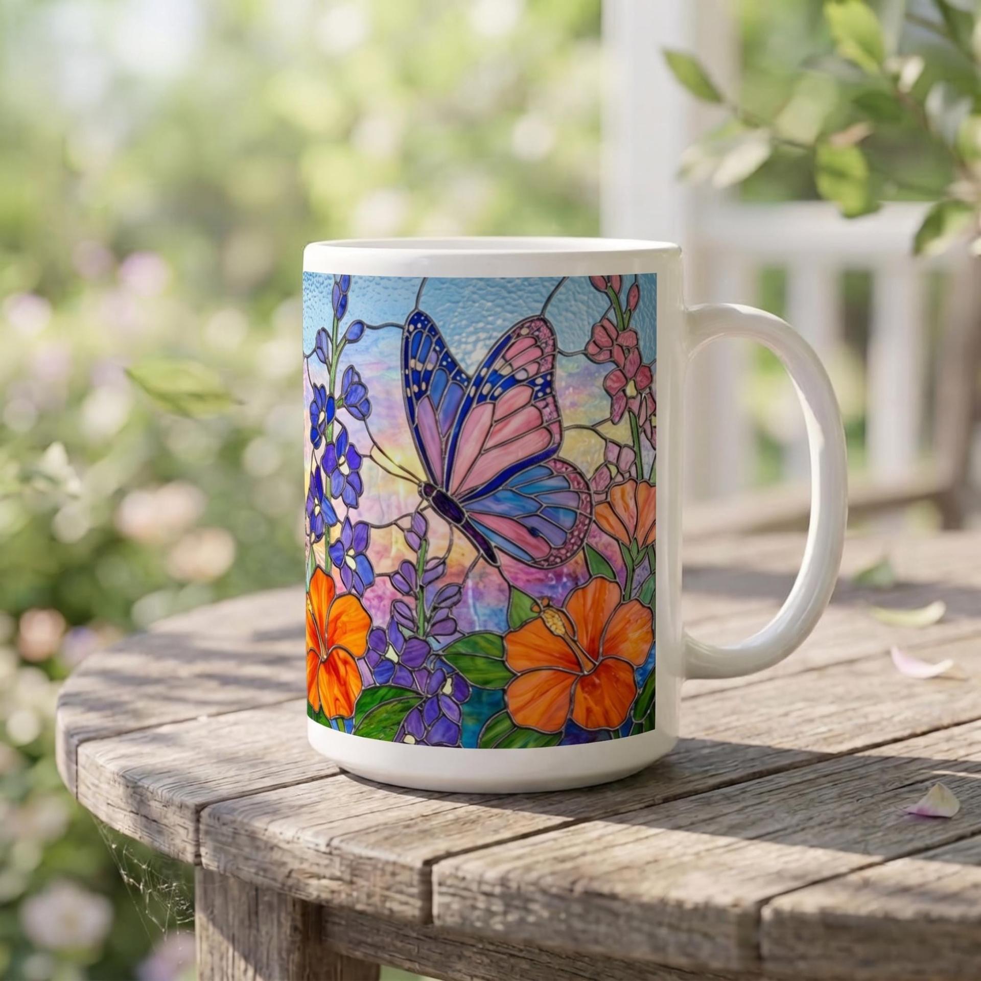 Butterfly Cups Set -  Large and Small Ceramic Mugs