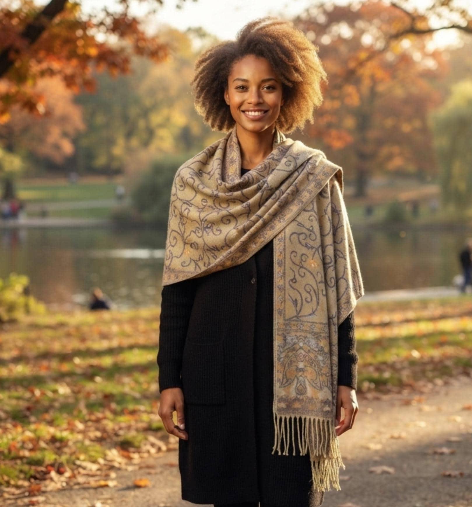 Soft Pashmina Shawl & Scarf for Women, Jacquard Brocade, Shawl, Sarong or Head Wraps