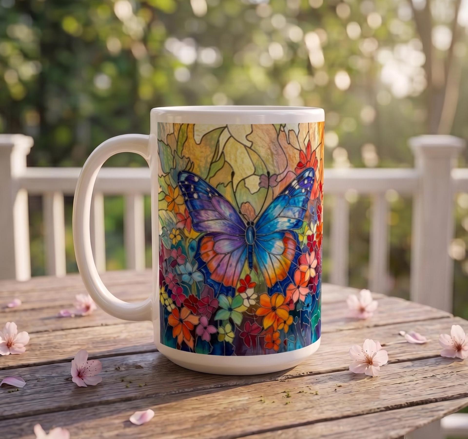 Butterfly Cups Set -  Large and Small Ceramic Mugs