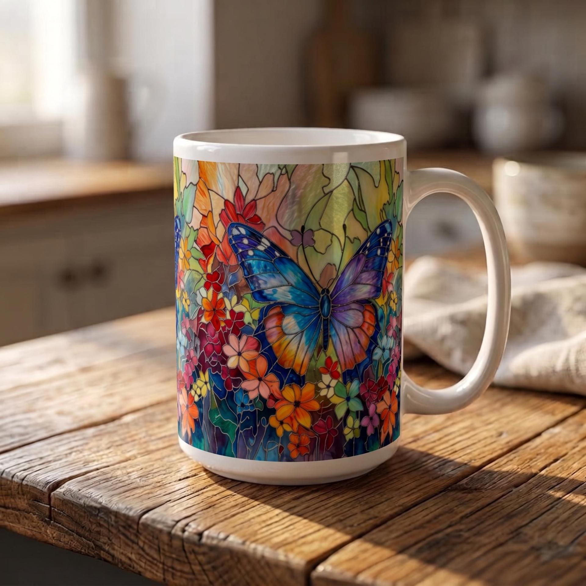 Butterfly Cups Set -  Large and Small Ceramic Mugs