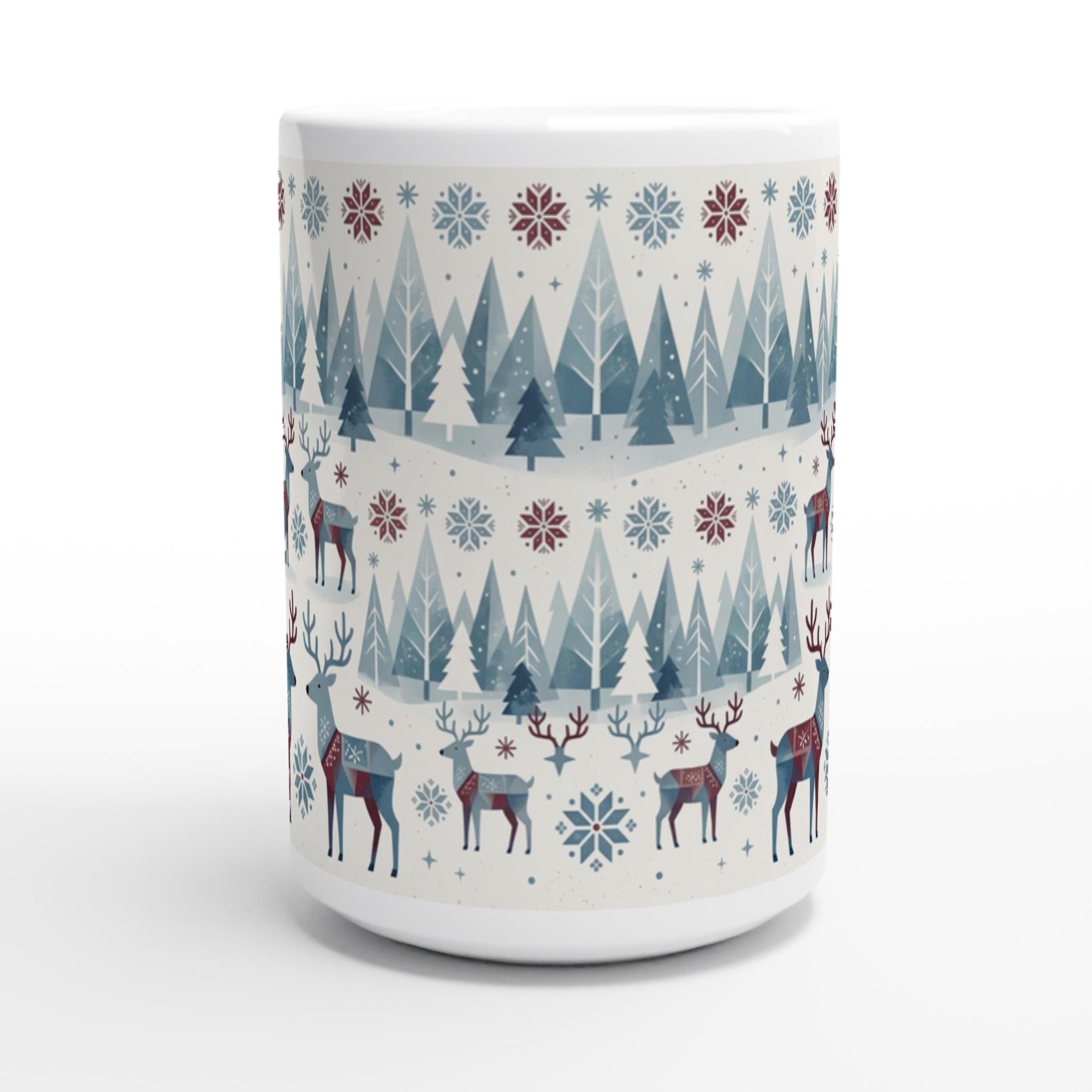 Christmas Mug, Reindeer, Large and Small Mug Set