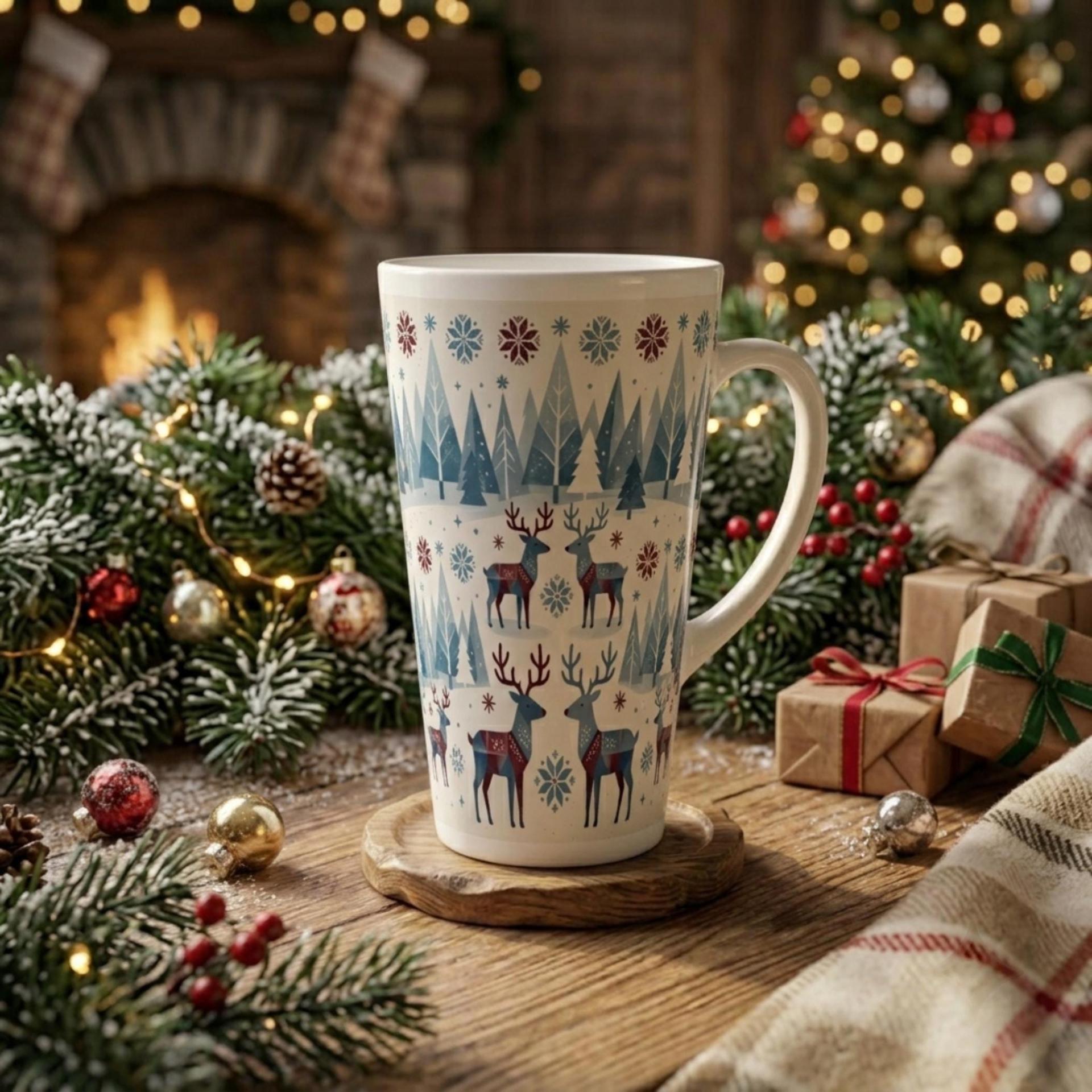 Christmas Mugs, Latte 17oz Ceramic Mug - Coffee or Tea Cup, Extra Tall