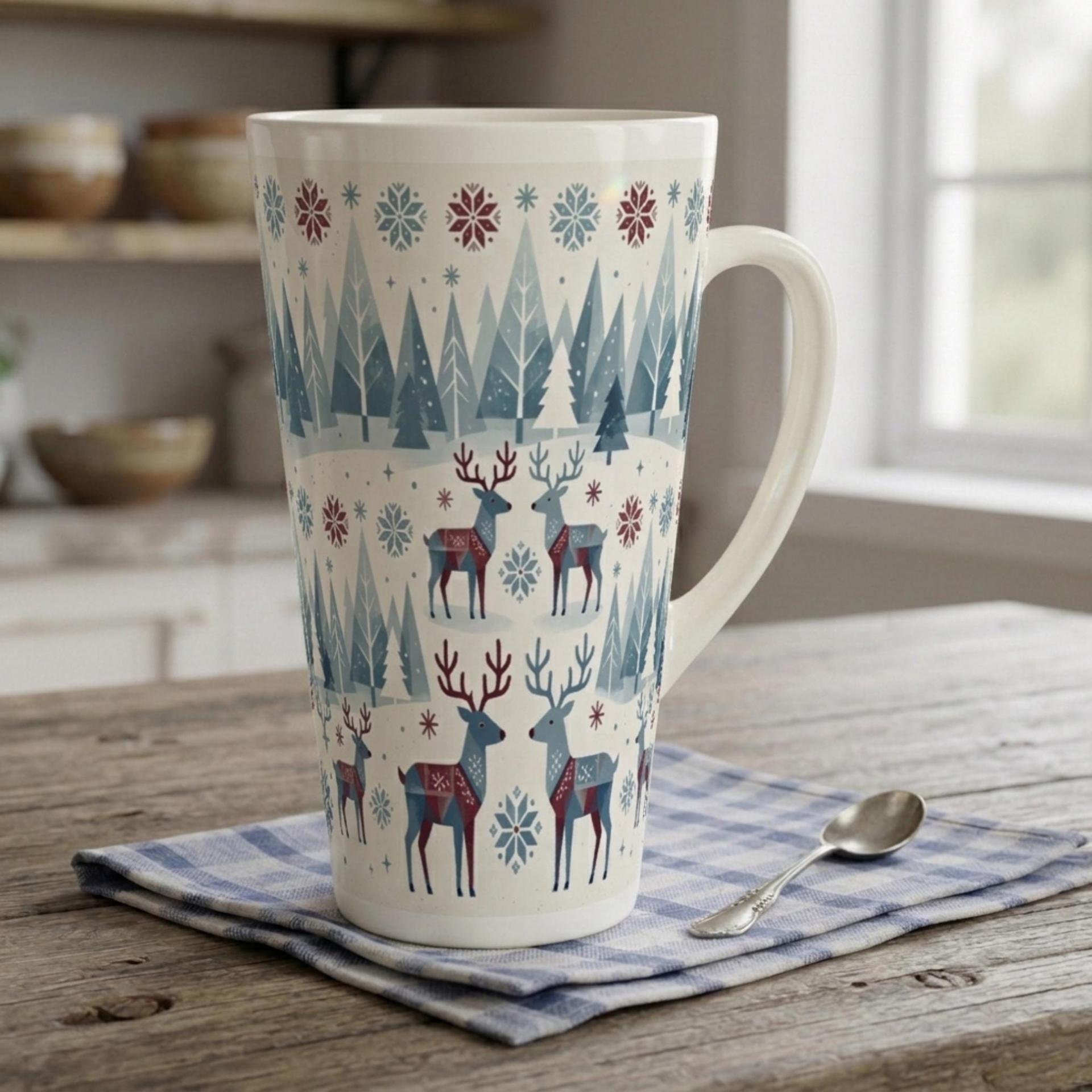 Christmas Mugs, Latte 17oz Ceramic Mug - Coffee or Tea Cup, Extra Tall