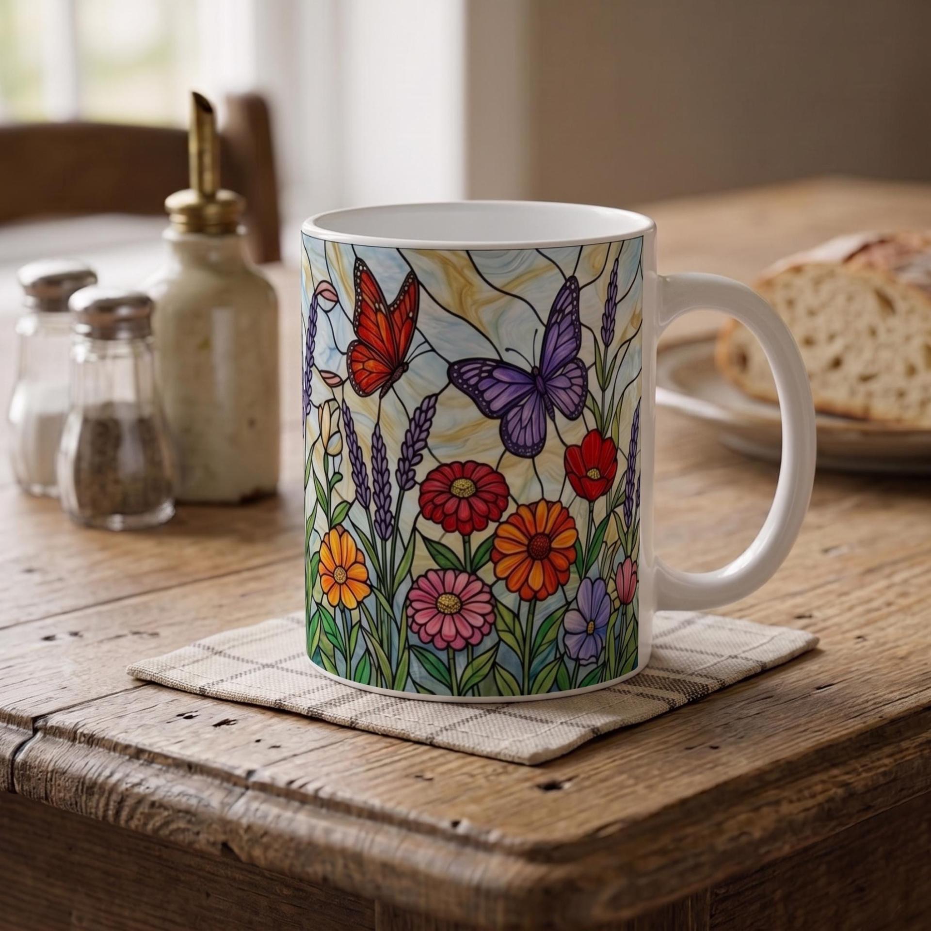 Butterfly Cups Set -  Large and Small Ceramic Mugs