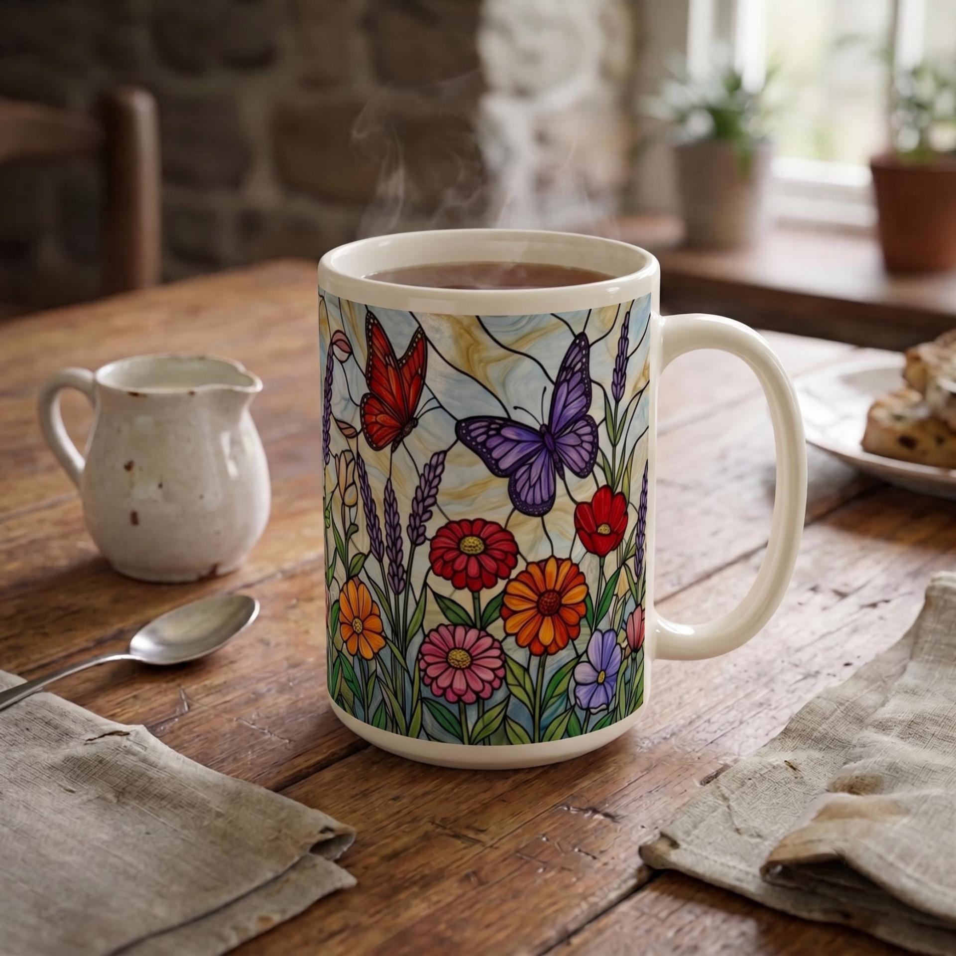 Butterfly Cups Set -  Large and Small Ceramic Mugs