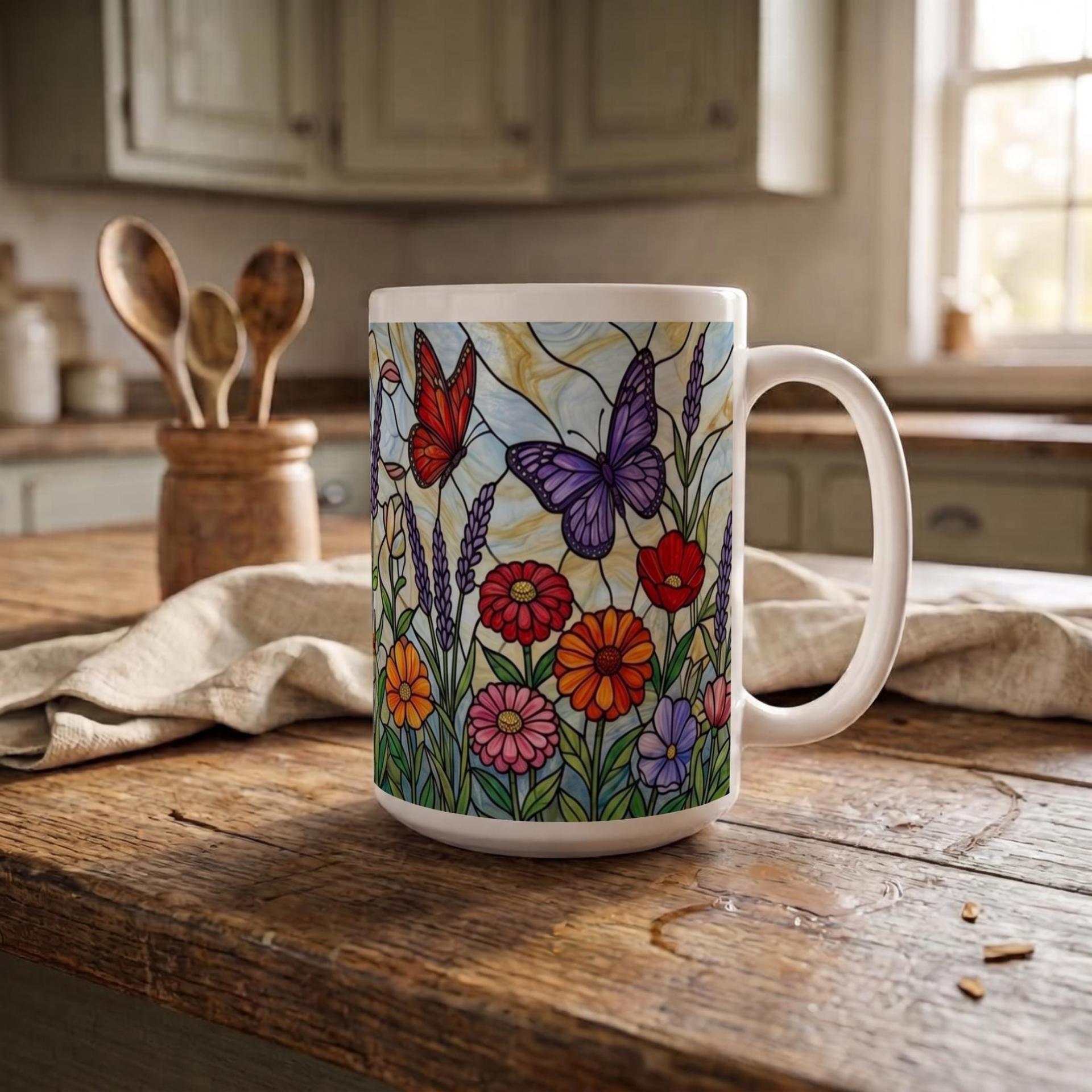 Butterfly Cups Set -  Large and Small Ceramic Mugs