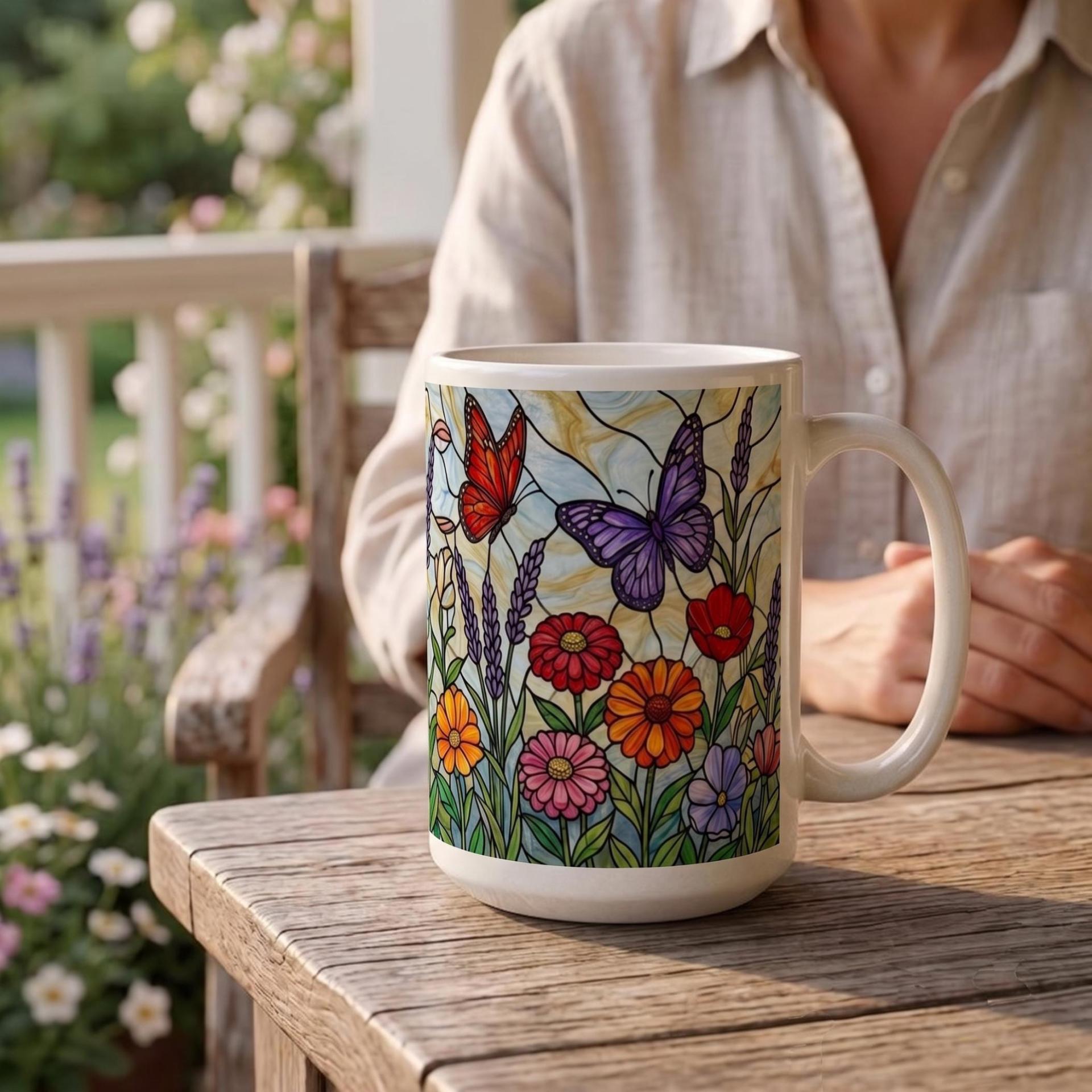 Butterfly Cups Set -  Large and Small Ceramic Mugs