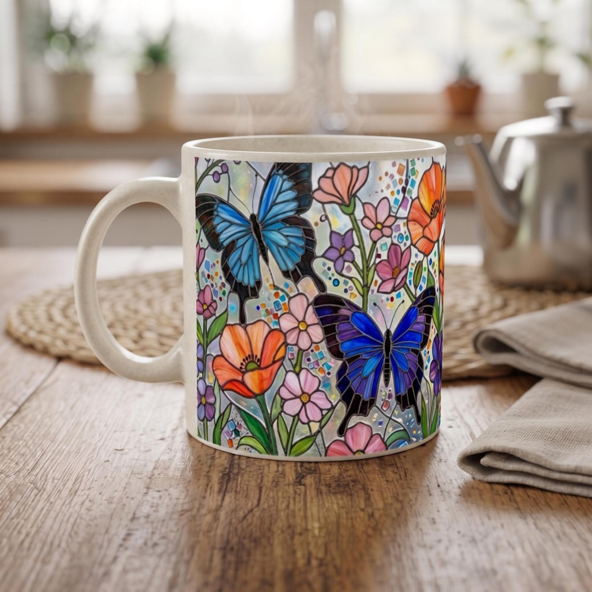 Butterfly Cups Set -  Large and Small Ceramic Mugs