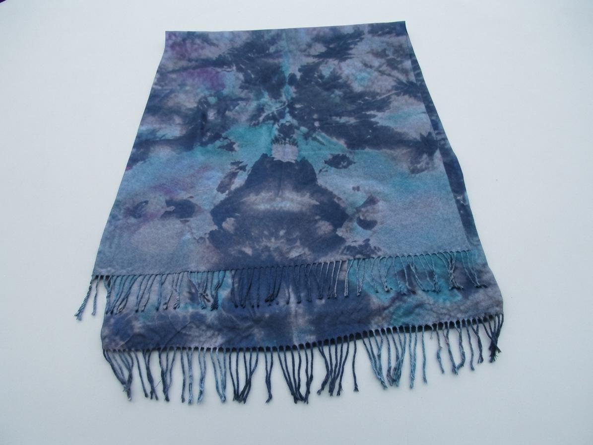 Hand Dyed Tie Dye Pashmina, Blanket Shawl, Wide Scarf, Head Wrap - Rayon Shawl