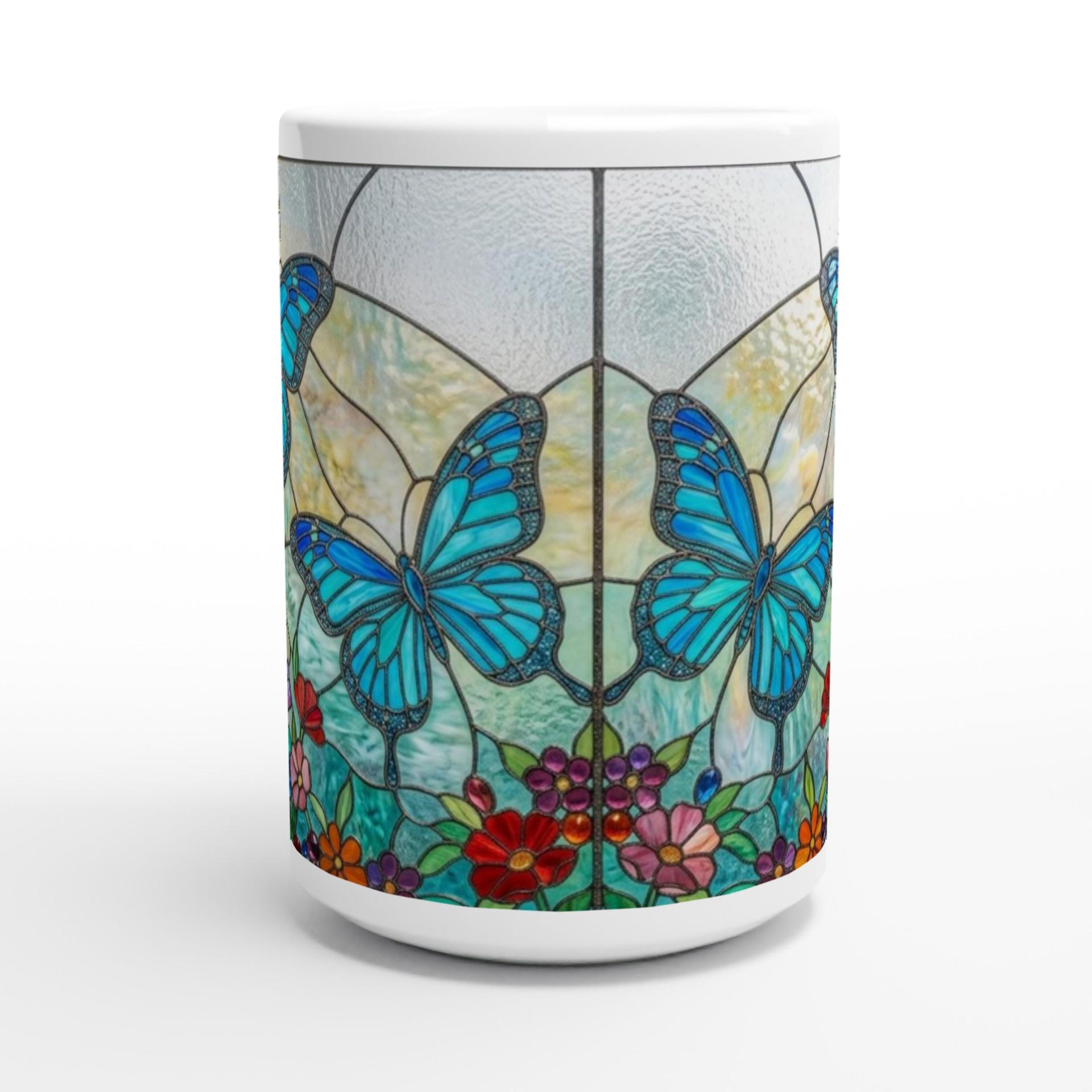 Set of Big Mugs, Butterfly Cup Set, Large 15 oz Matching Cups
