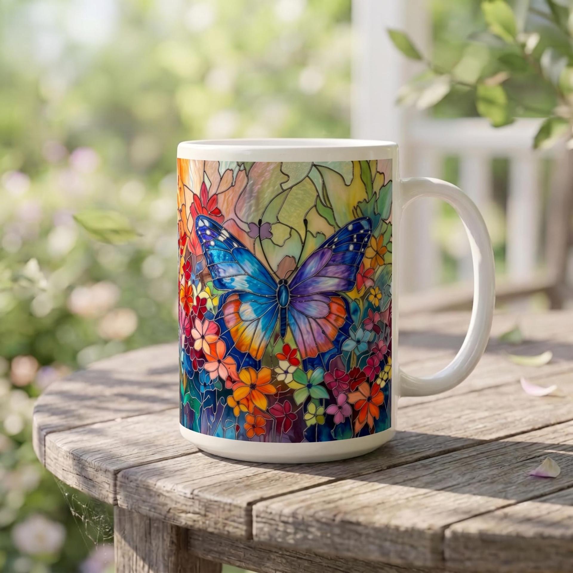 Set of Big Mugs, Butterfly Cup Set, Large 15 oz Matching Cups