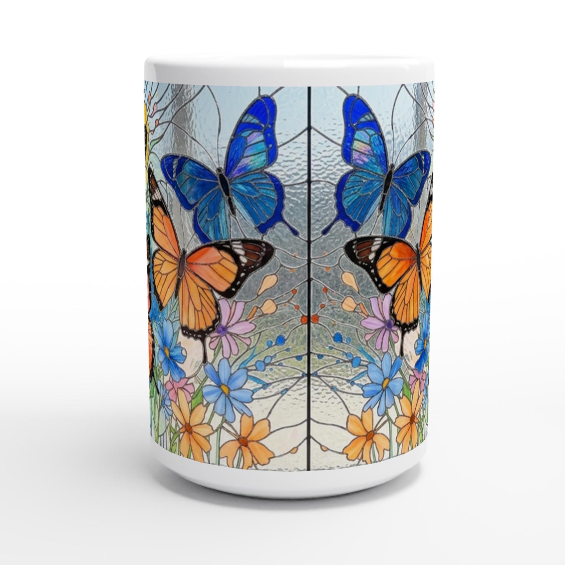 Set of Big Mugs, Butterfly Cup Set, Large 15 oz Matching Cups