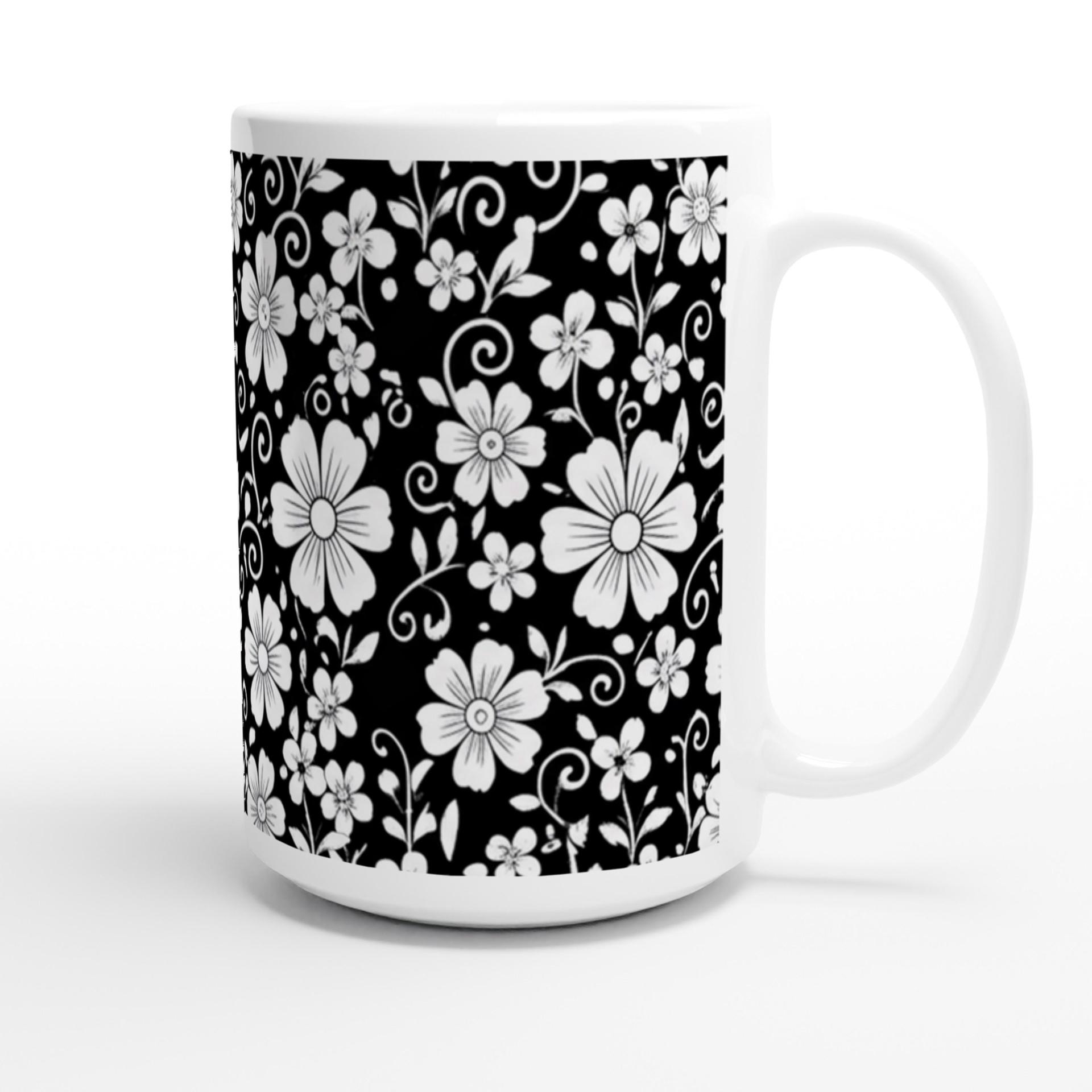 Set of Big Mugs, Floral Cup Set, Large 15 oz Matching Cups