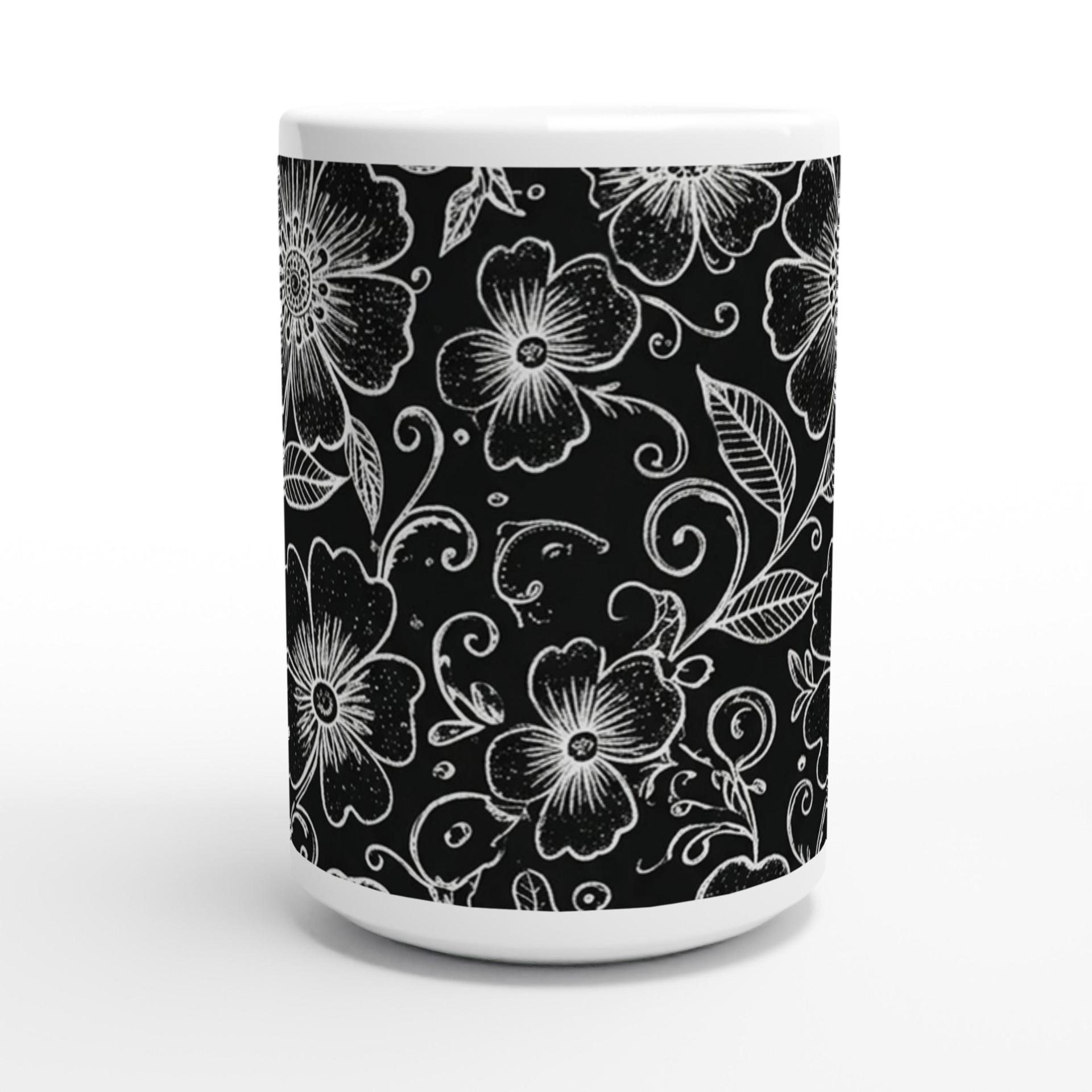 Set of Big Mugs, Floral Cup Set, Large 15 oz Matching Cups