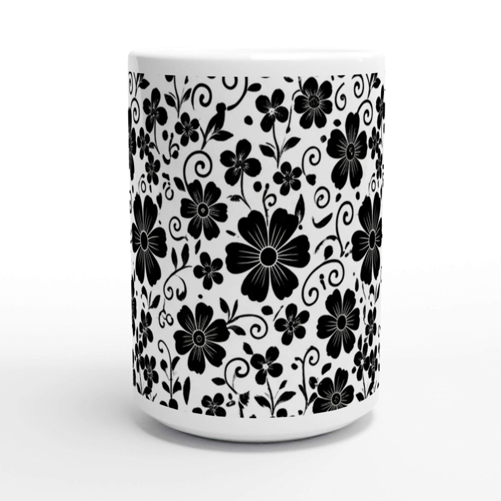 Set of Big Mugs, Floral Cup Set, Large 15 oz Matching Cups
