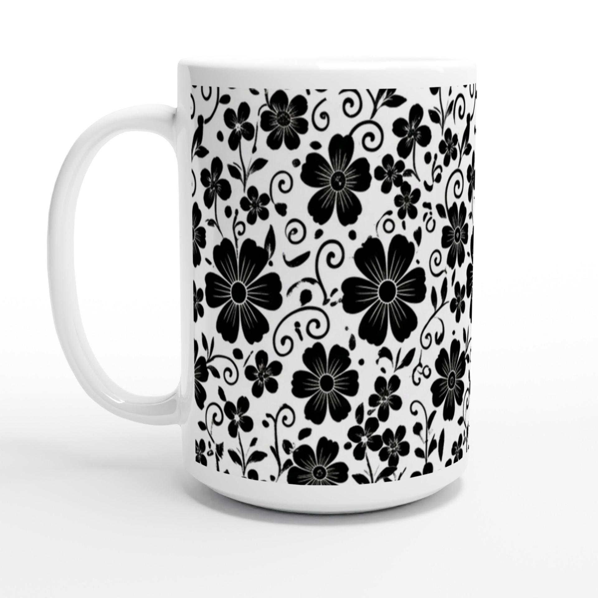 Set of Big Mugs, Floral Cup Set, Large 15 oz Matching Cups