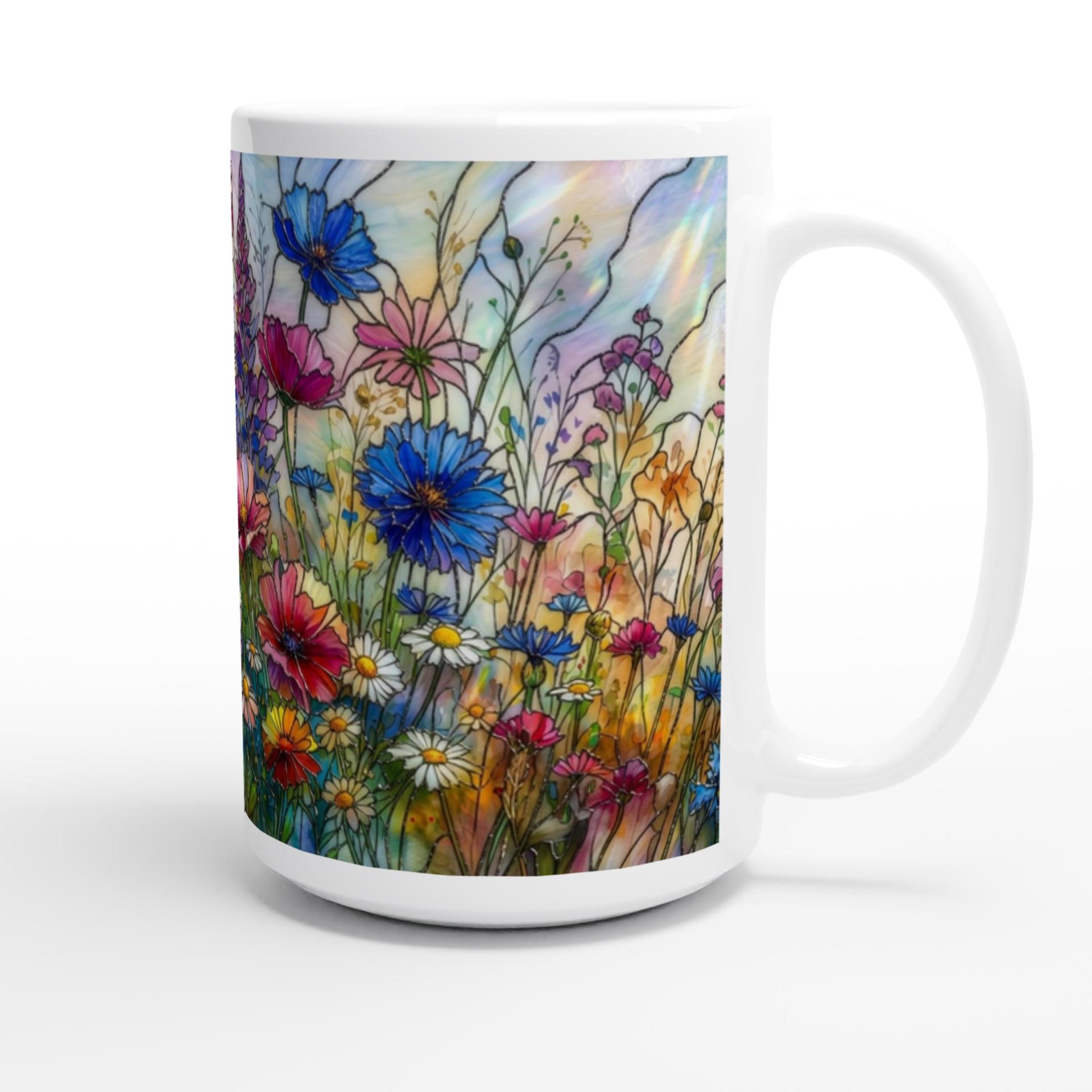 Set of Big Mugs, Floral Cup Set, Large 15 oz Matching Cups