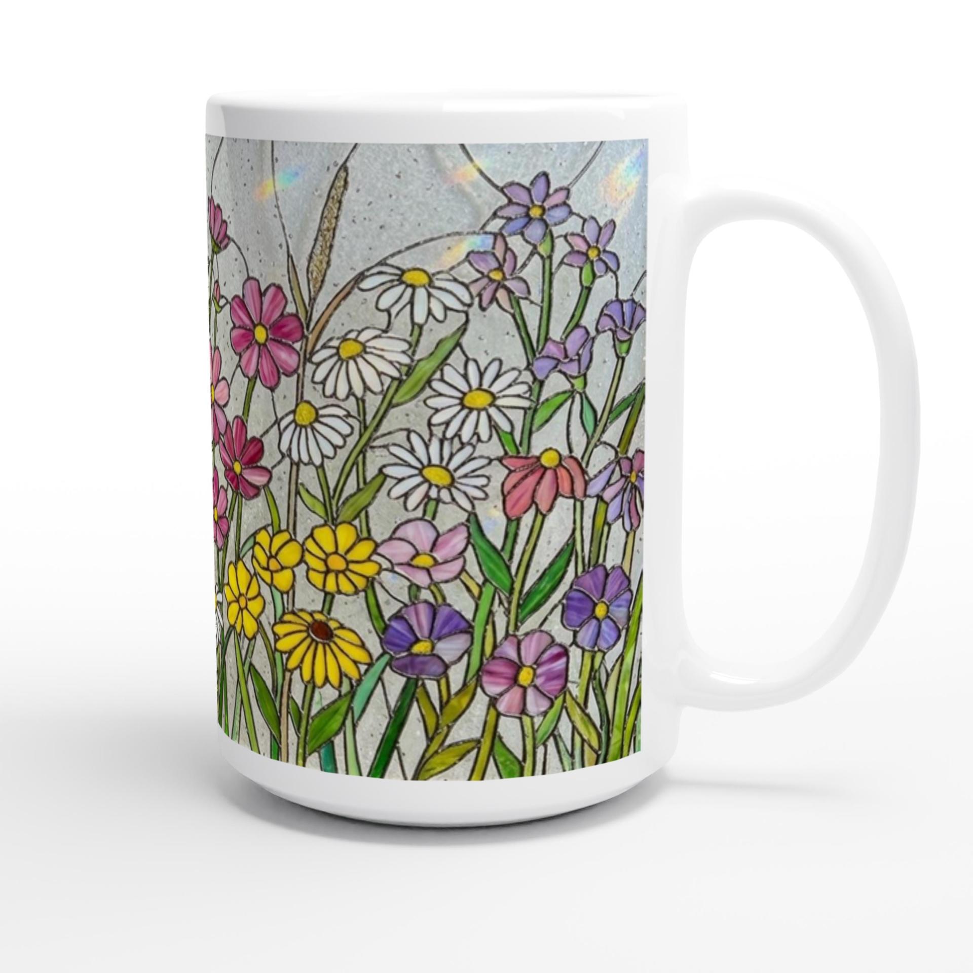 Set of Big Mugs, Floral Cup Set, Large 15 oz Matching Cups