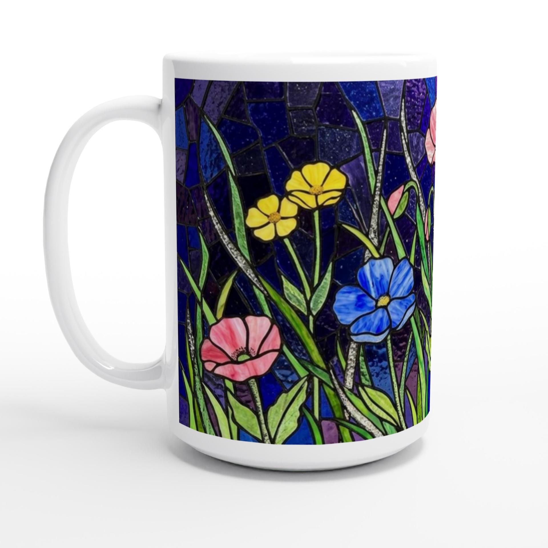 Set of Big Mugs, Floral Cup Set, Large 15 oz Matching Cups