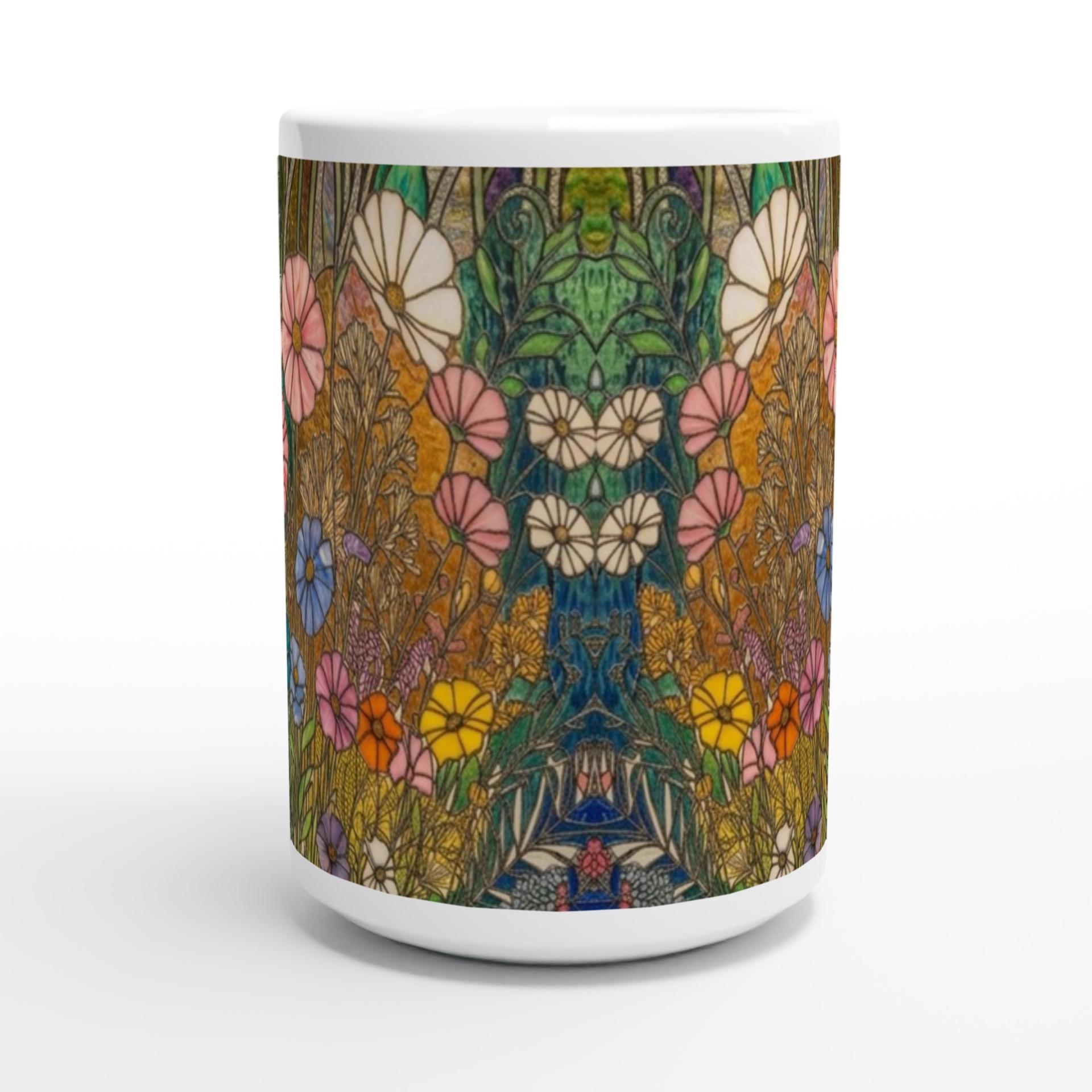 Set of Big Mugs, Floral Cup Set, Large 15 oz Matching Cups