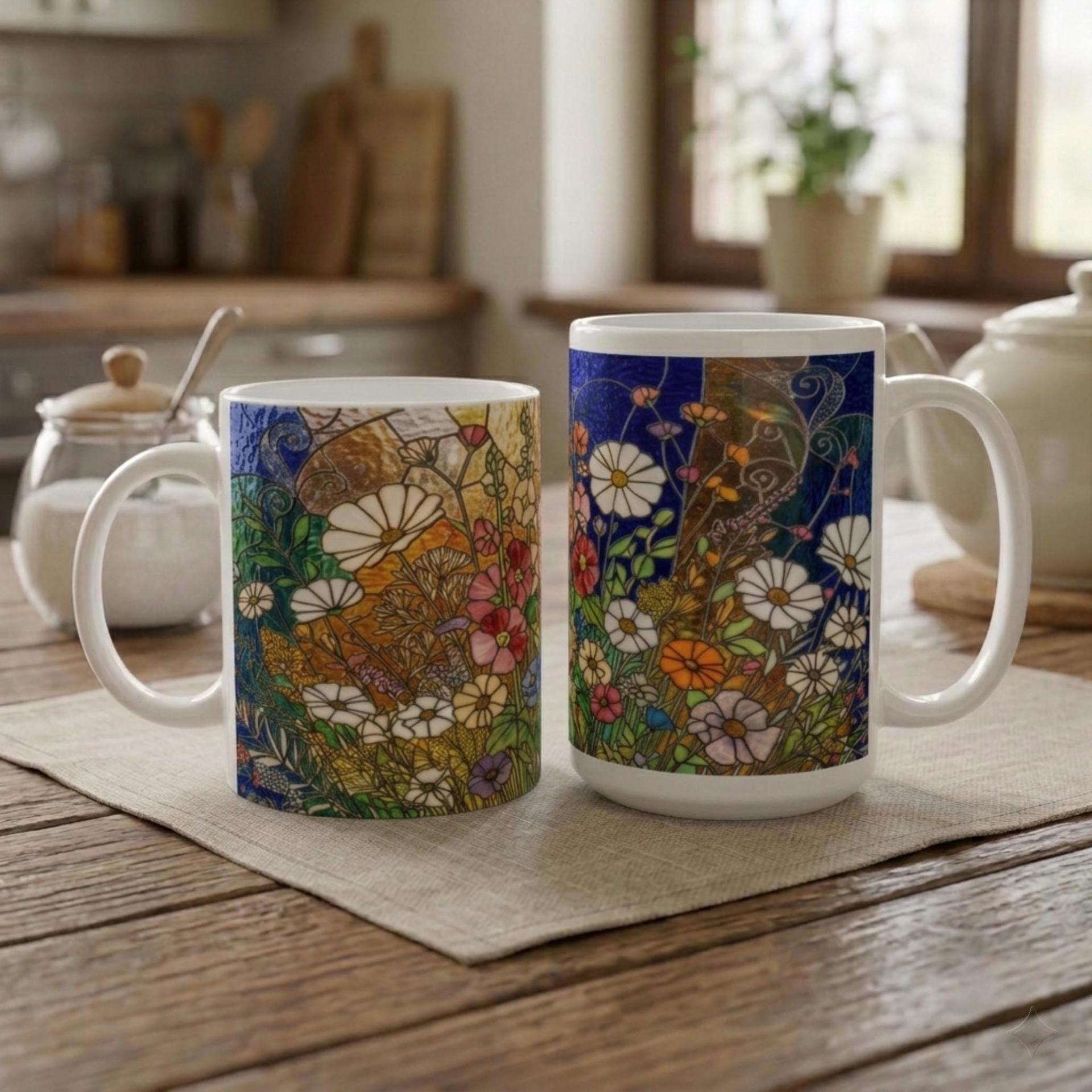 Floral Cups -  Large and Small Ceramic Mugs